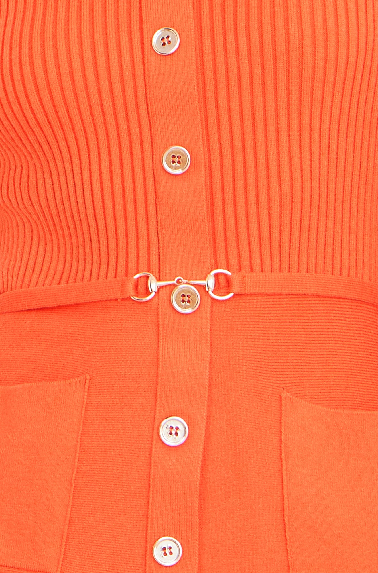 Yumi Orange Rib Knitted Skater Dress With Buckle Detail Knit Dress Yumi