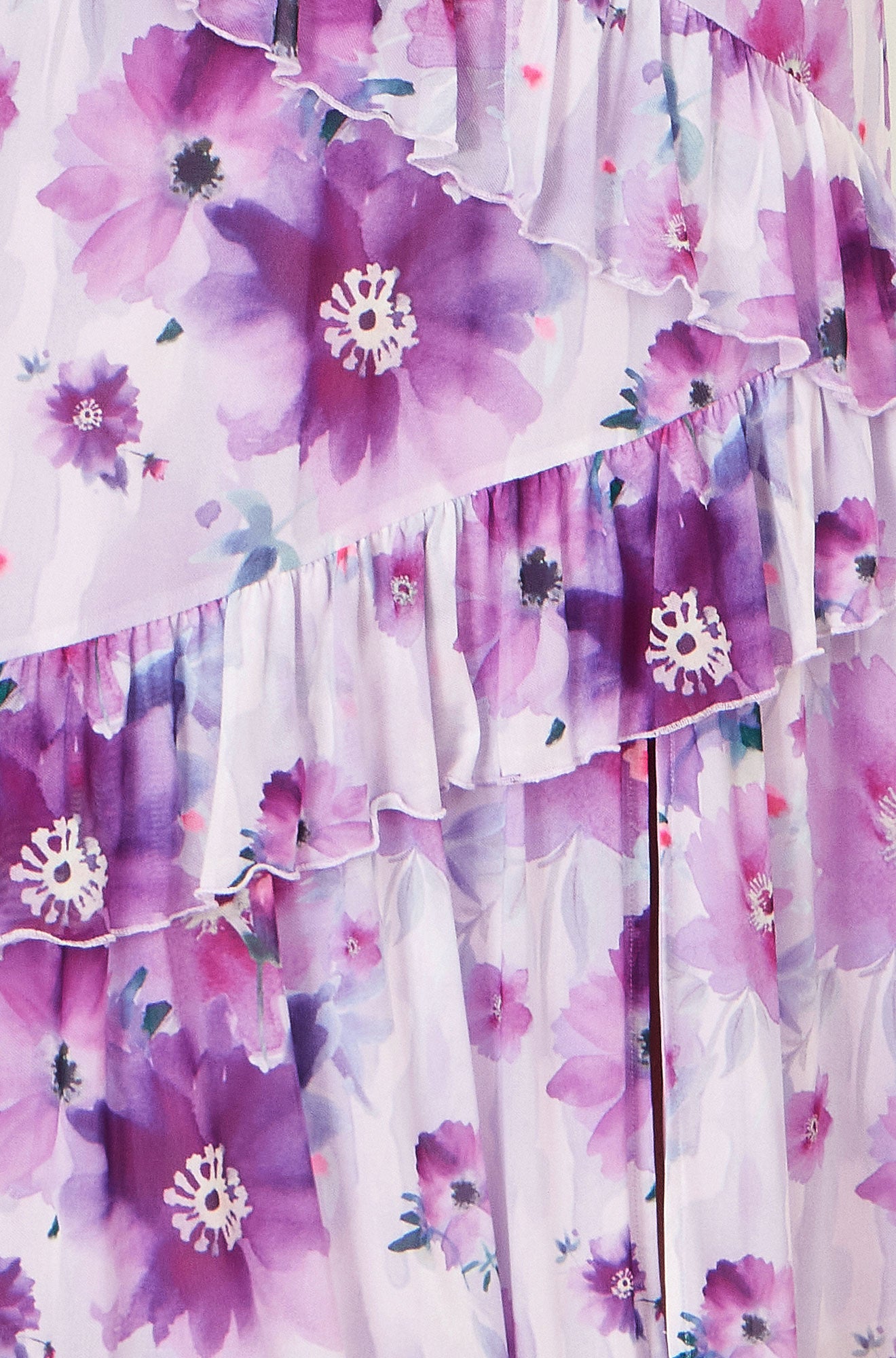 Yumi Lavender Floral Print Frill Midi Dress Dress Occasion Yumi