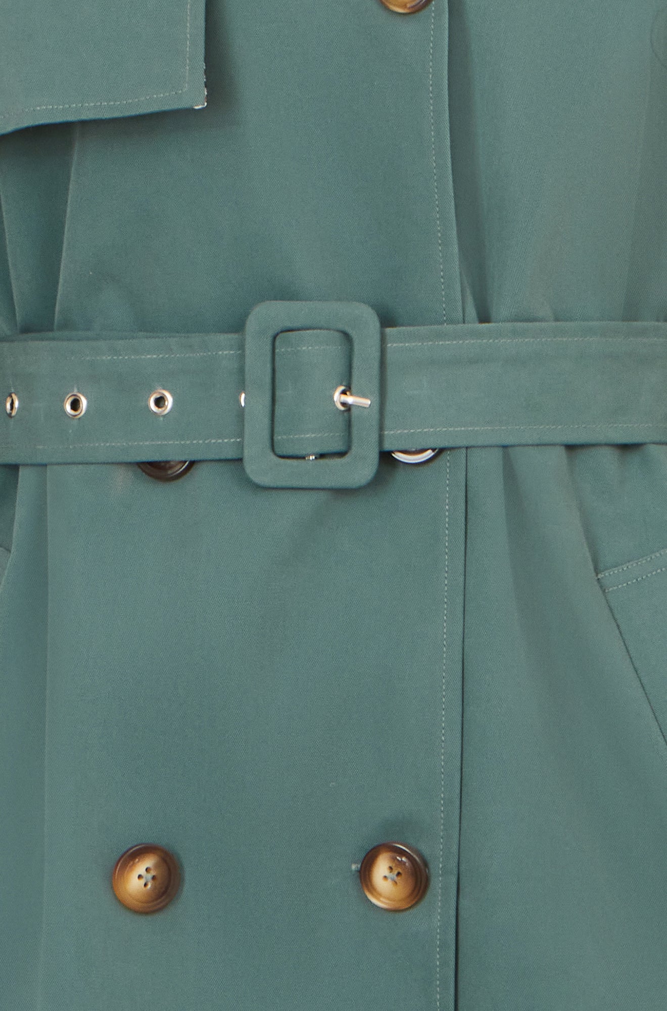 Yumi Blue Belted Trench Coat With Check Lining Outerwear Yumi