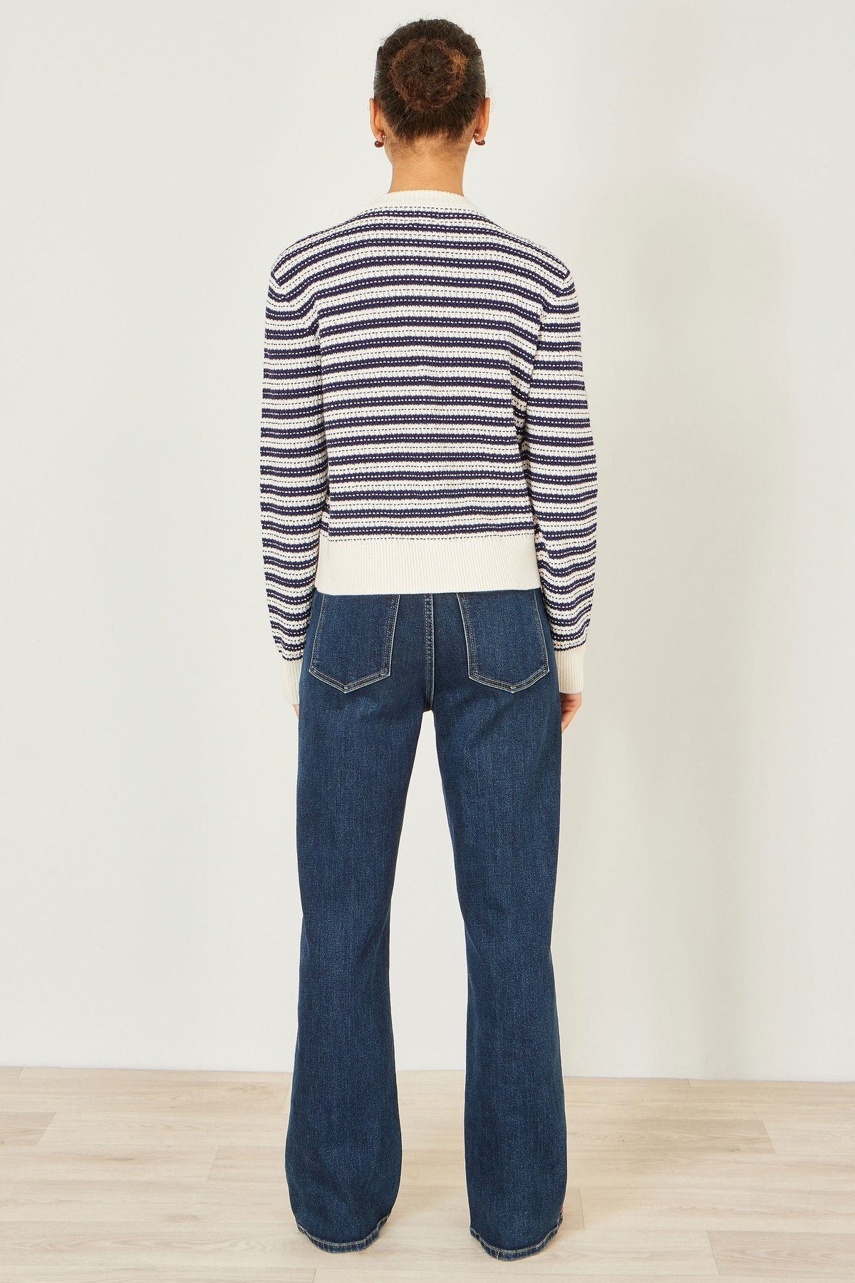 Yumi Multicolour Block Stripe Tie Front Cardigan Knit Cardigan Yumi