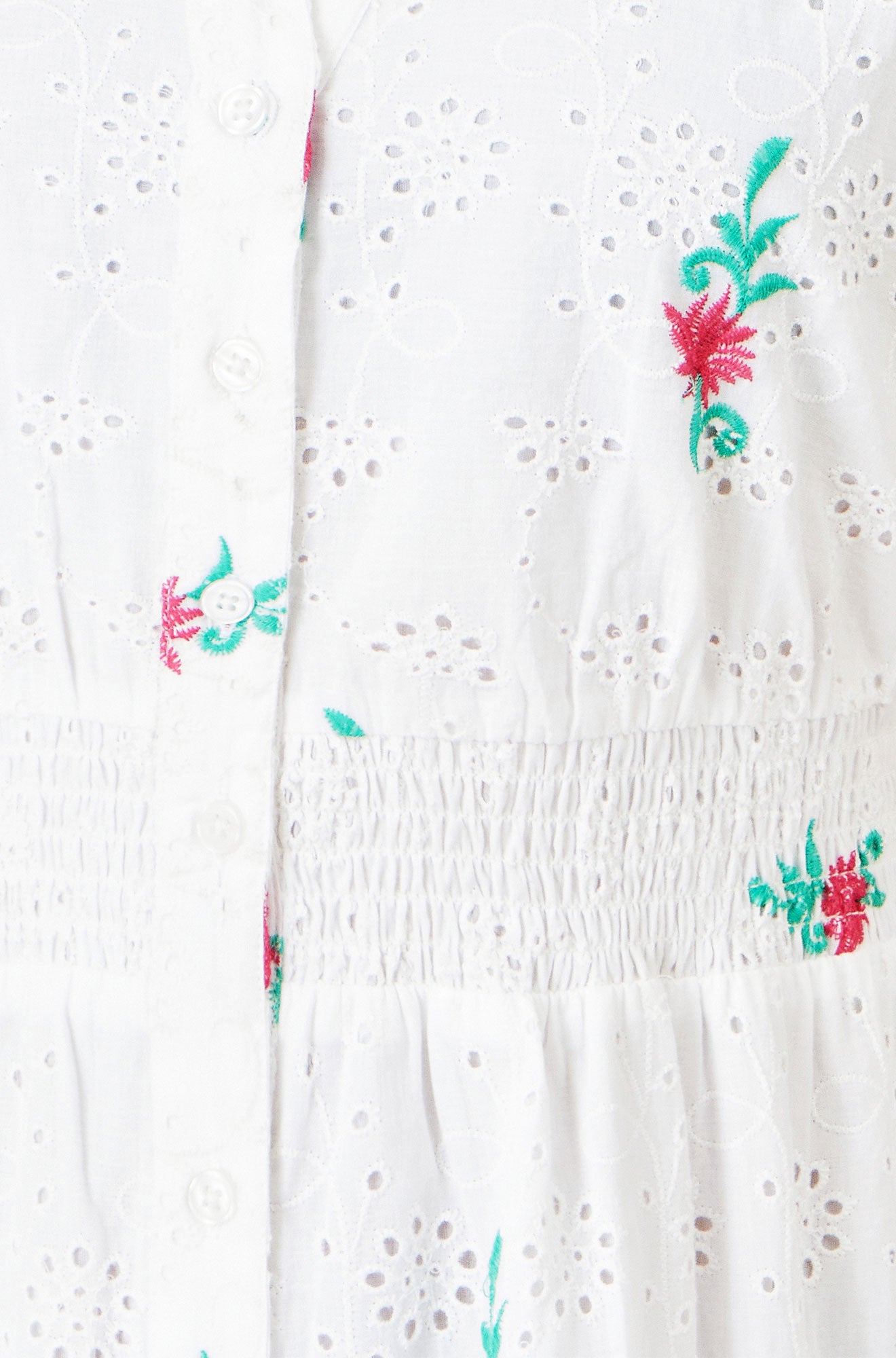 Yumi White Cotton Broderie Anglaise Embroidered Midi Dress Beachwear Yumi