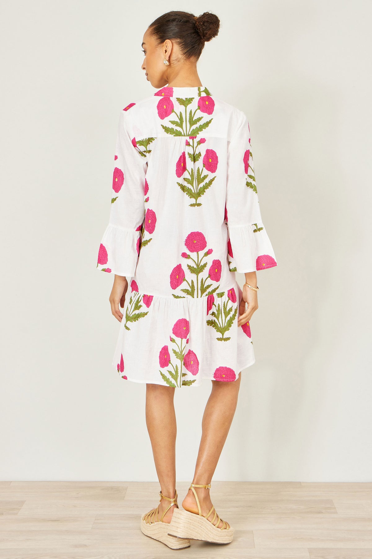 Yumi White Cotton Floral Tunic Beachwear Yumi