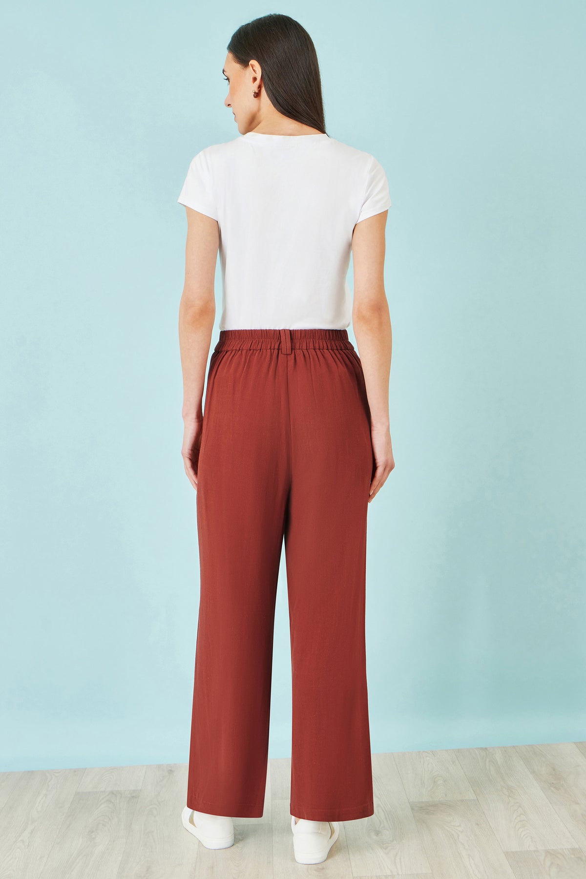 Yumi Brown Linen Mix Trousers TROUSER Yumi