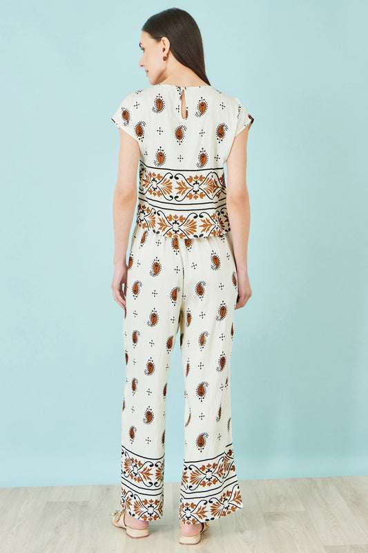 Yumi Ivory Viscose Paisley Top Tops Yumi