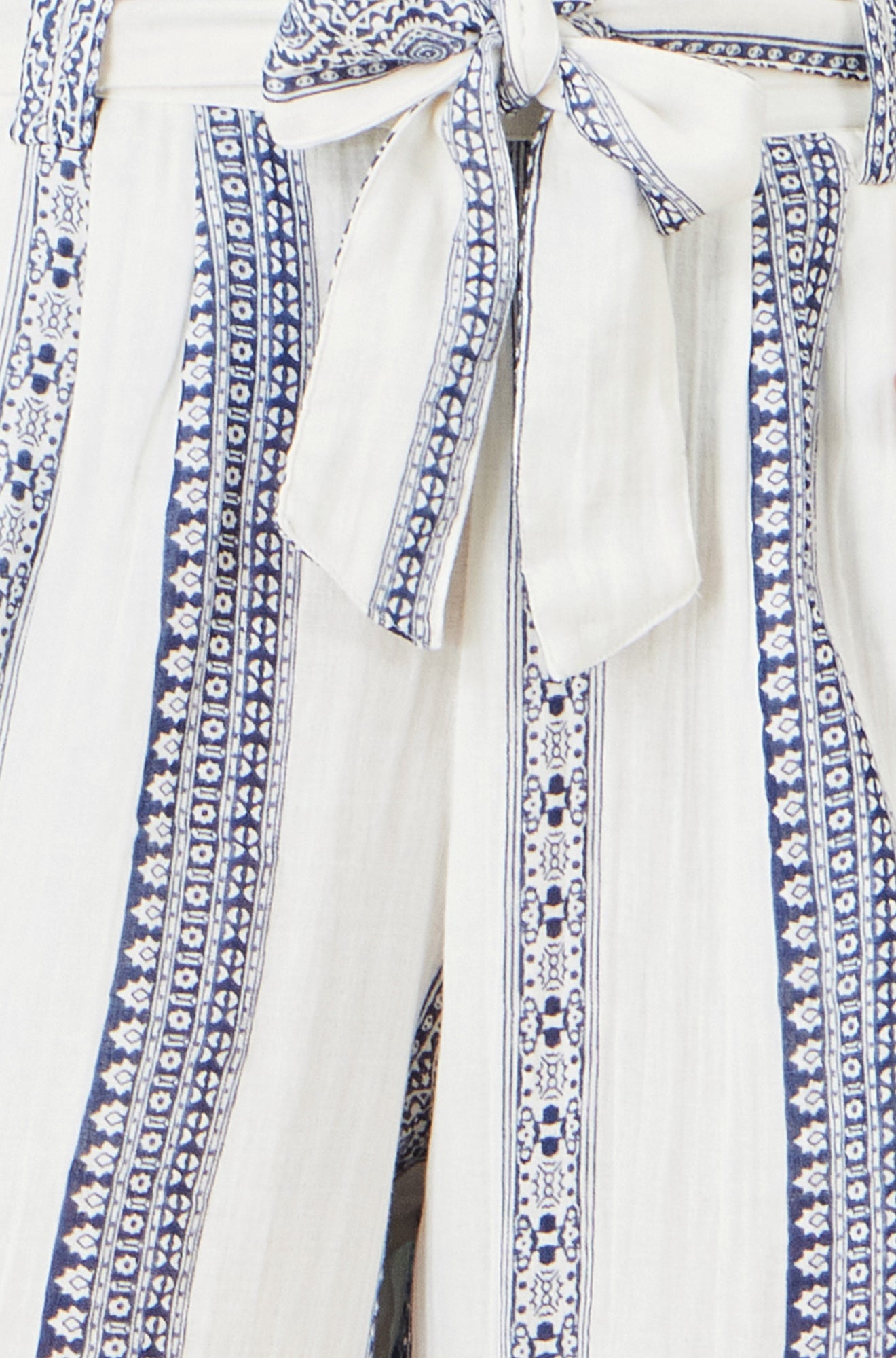 Yumi White Linen Mix Cropped Trousers With Tie Belt TROUSER Yumi