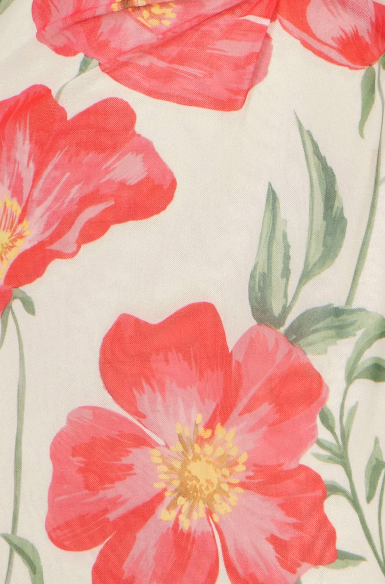 Yumi Ivory Poppy Print Midi Mesh Dress Dress Occasion Yumi