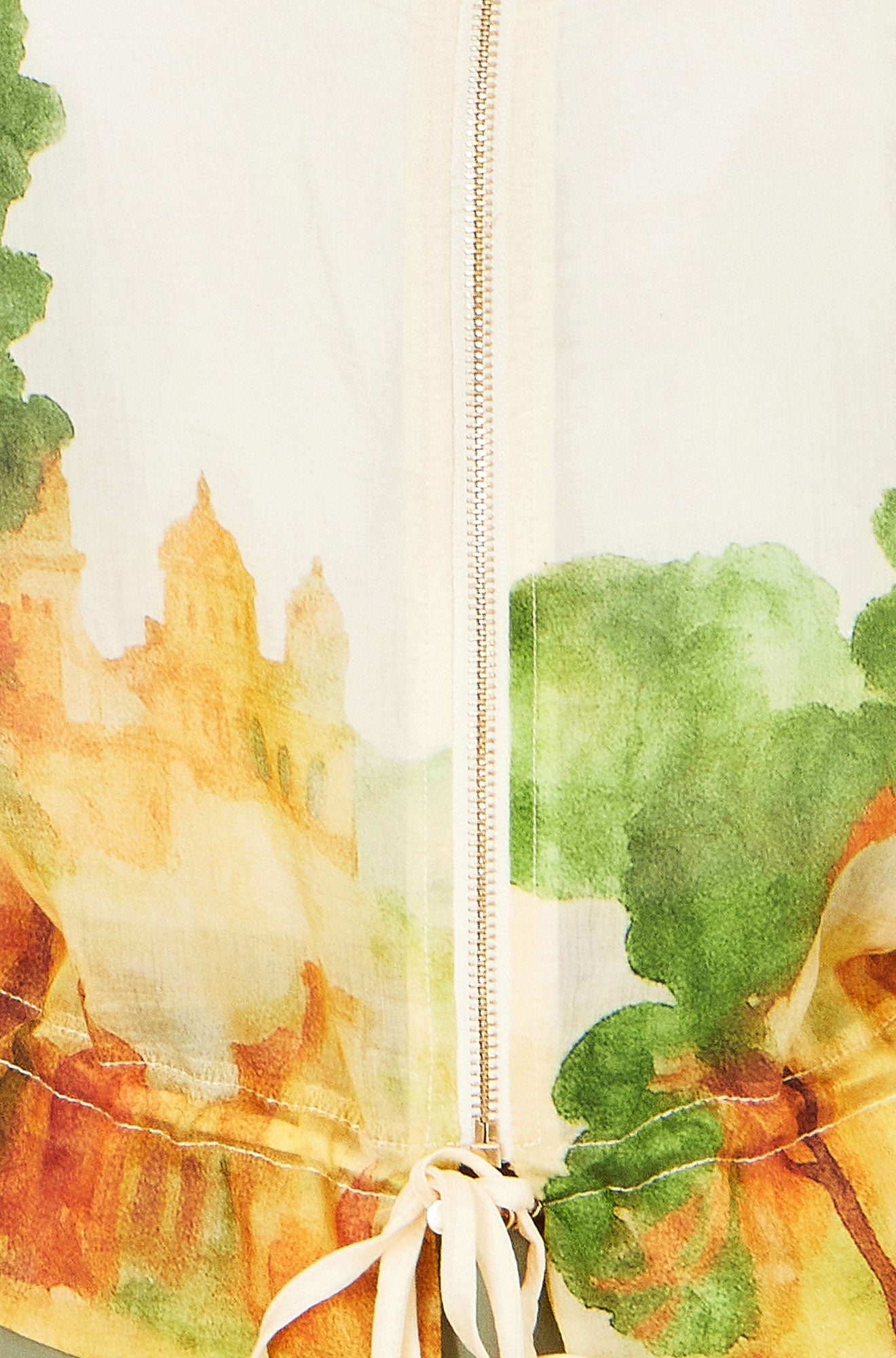 Yumi Beige Printed Lightweight Modal Bomber Jacket Outerwear Yumi