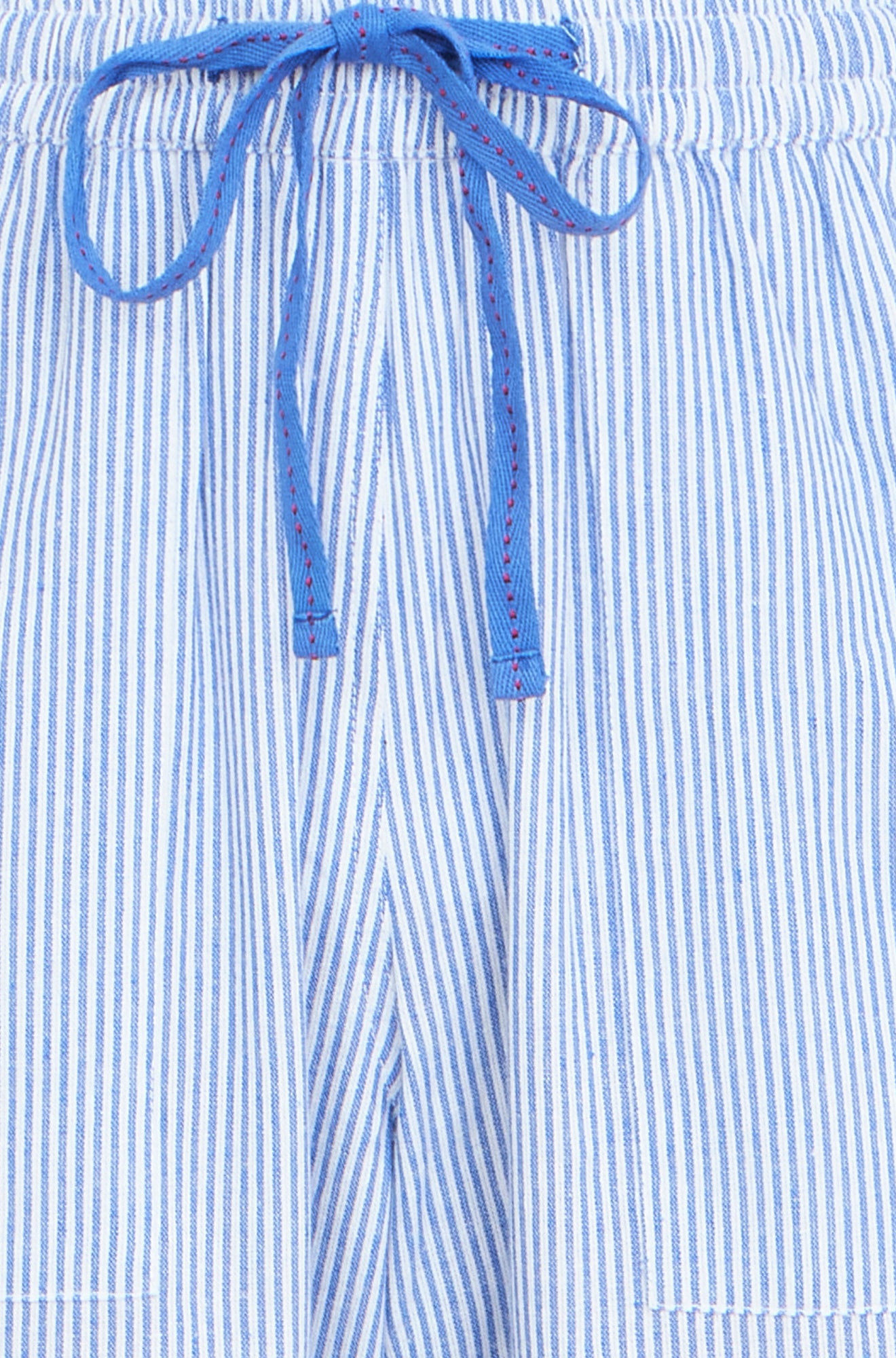 Yumi Blue Cotton Stripe Cropped Trousers TROUSER Yumi