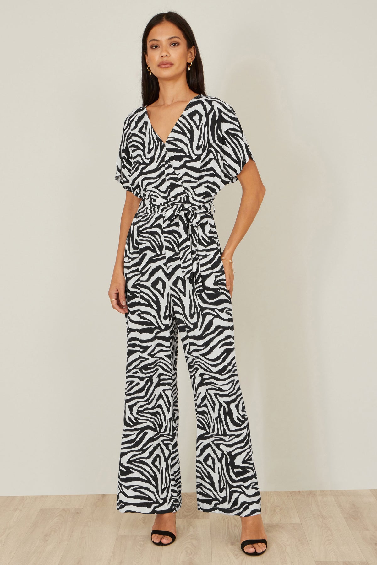 Yumi Black Zebra Print Relaxed Jumpsuit JUMPSUIT Yumi