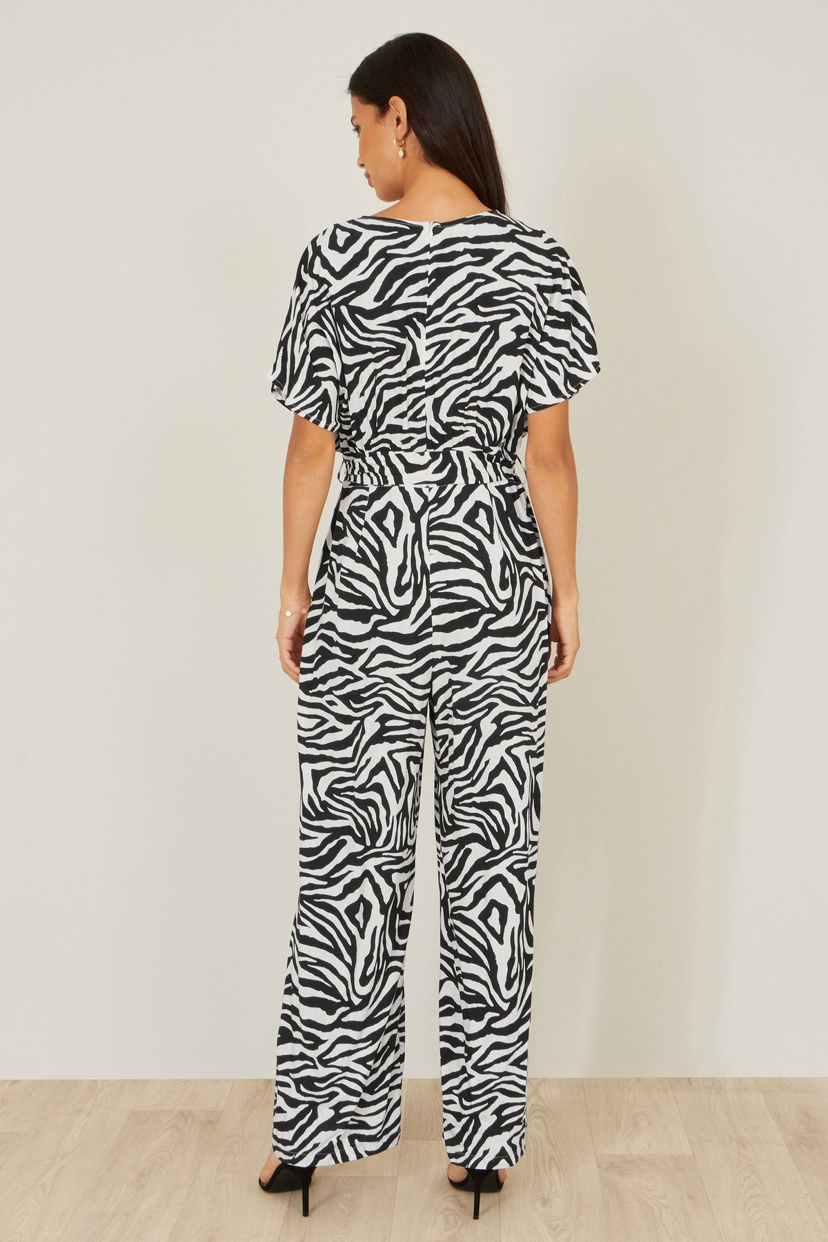 Yumi Black Zebra Print Relaxed Jumpsuit JUMPSUIT Yumi