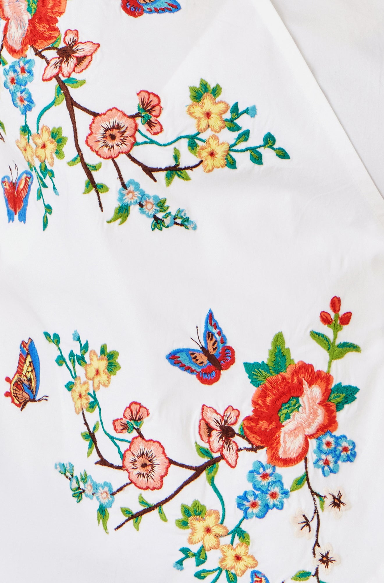 Yumi White Stretch Cotton Embroidered Wrap Top Tops Yumi