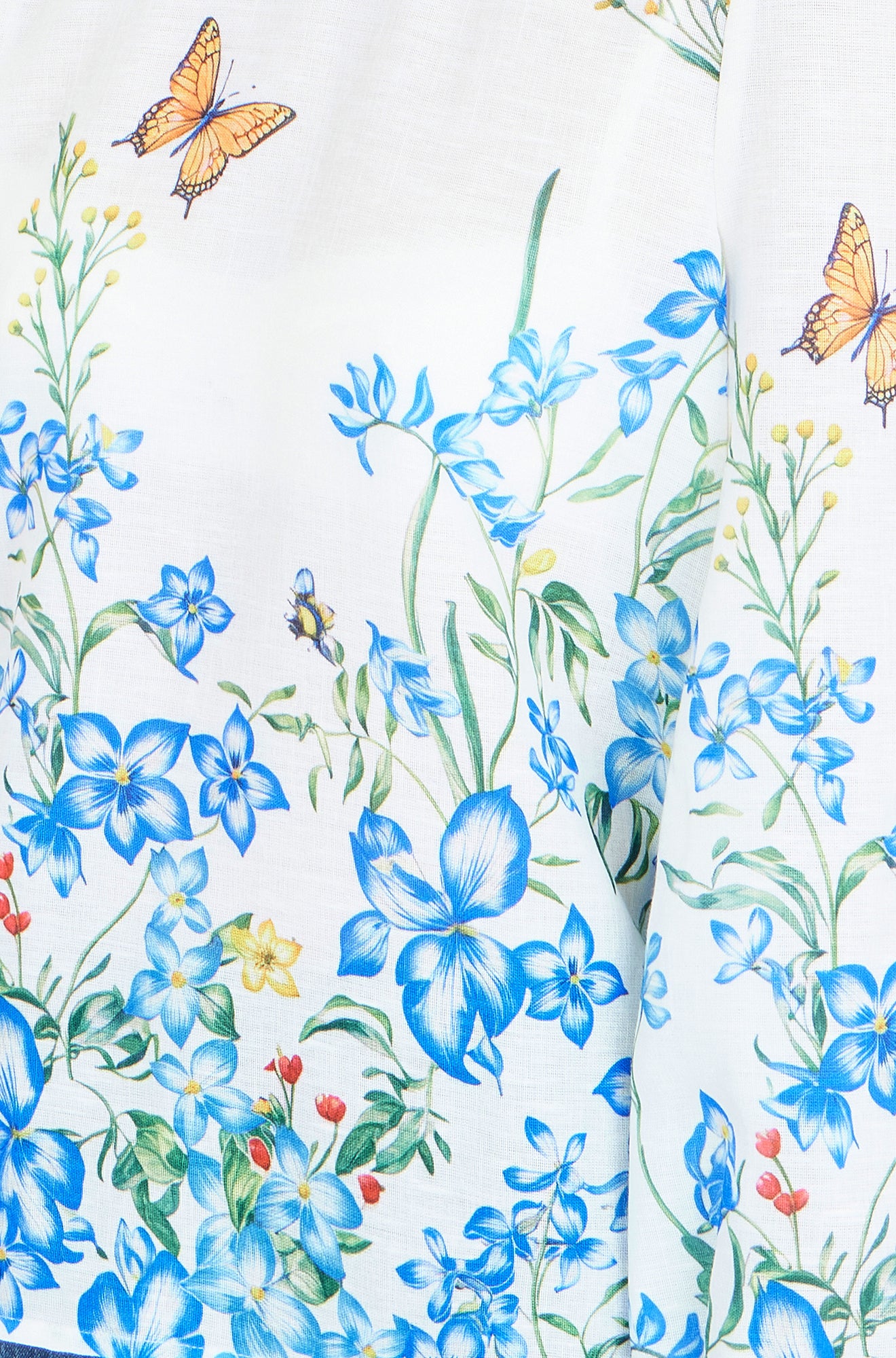 Yumi Ivory Butterfly Print Long Sleeve Top Tops Yumi