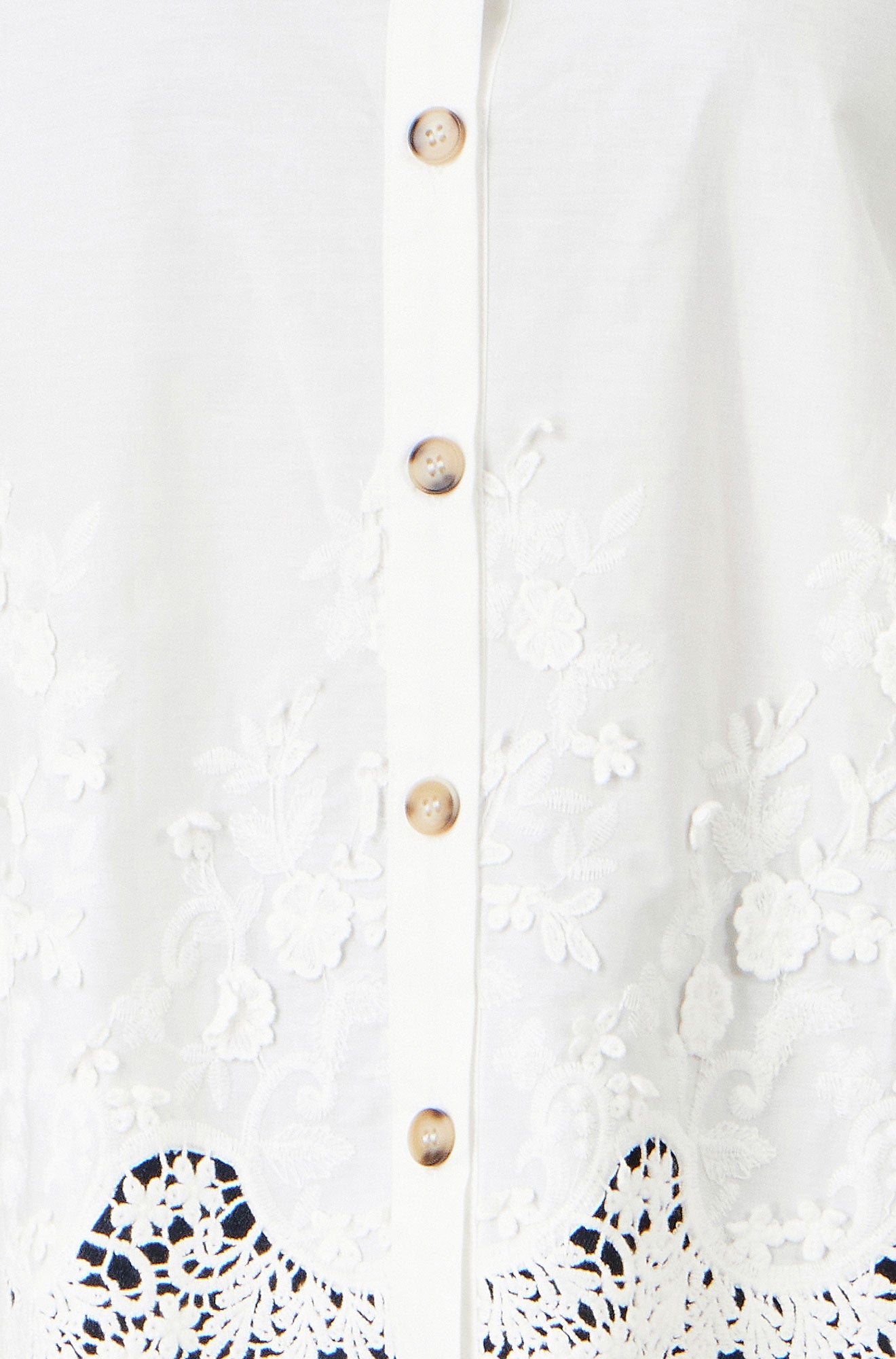 Yumi White Cotton Lace Border Shirt SHIRT Yumi