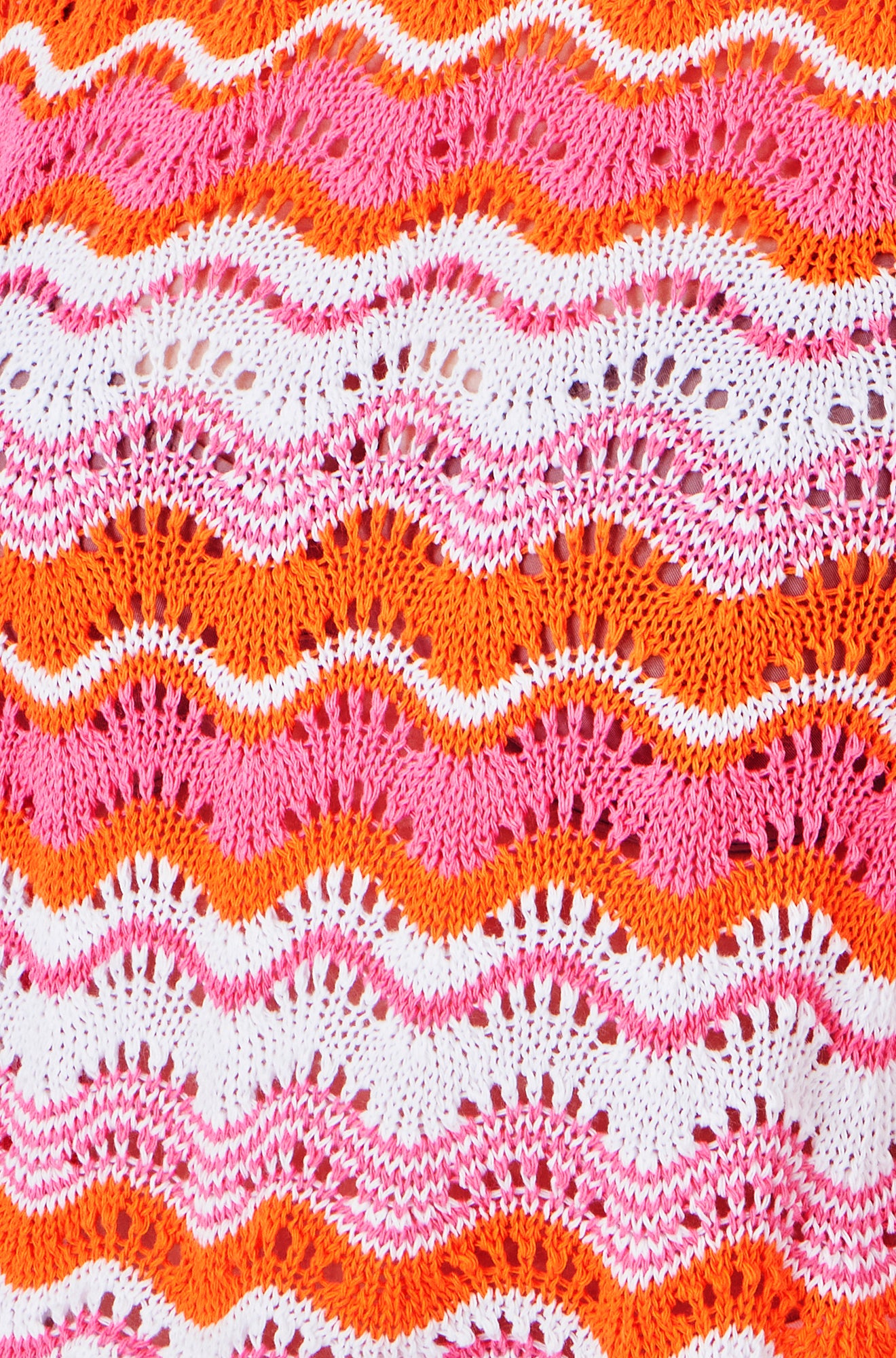 Yumi Orange Stripe Crochet Stripe Vest Top Knit Top Yumi