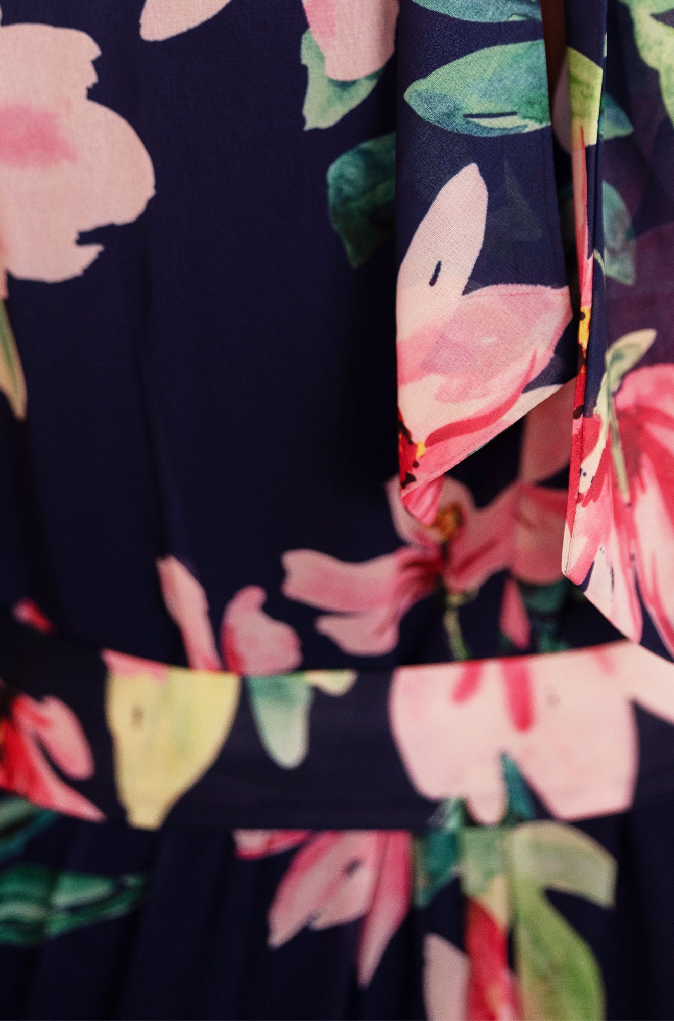 Yumi Navy Floral Halter Neck Midi Dress With Matching Belt Dress Occasion Yumi