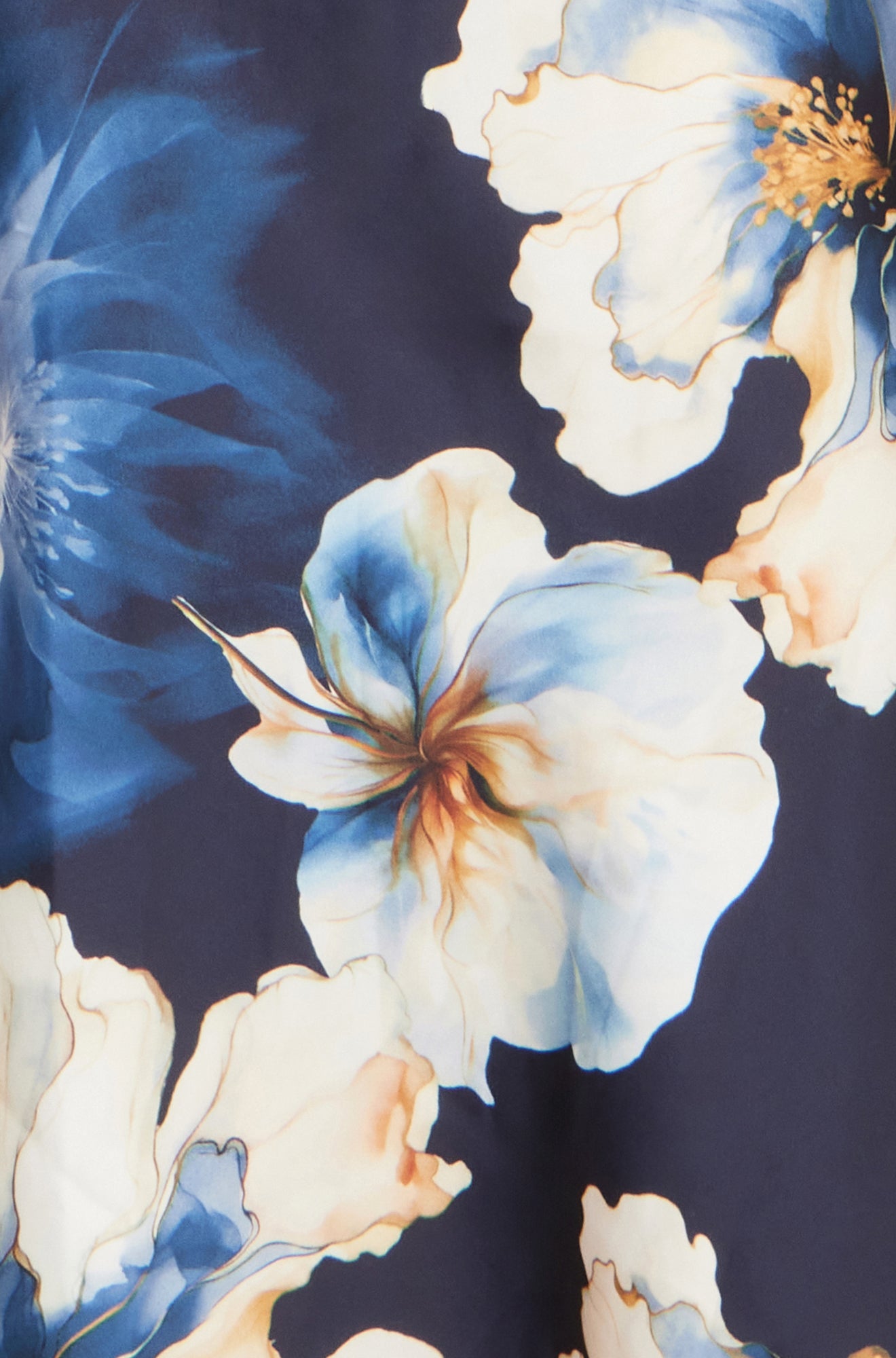 Yumi Navy Cowl Neck Satin Floral Dress Dress Occasion Yumi