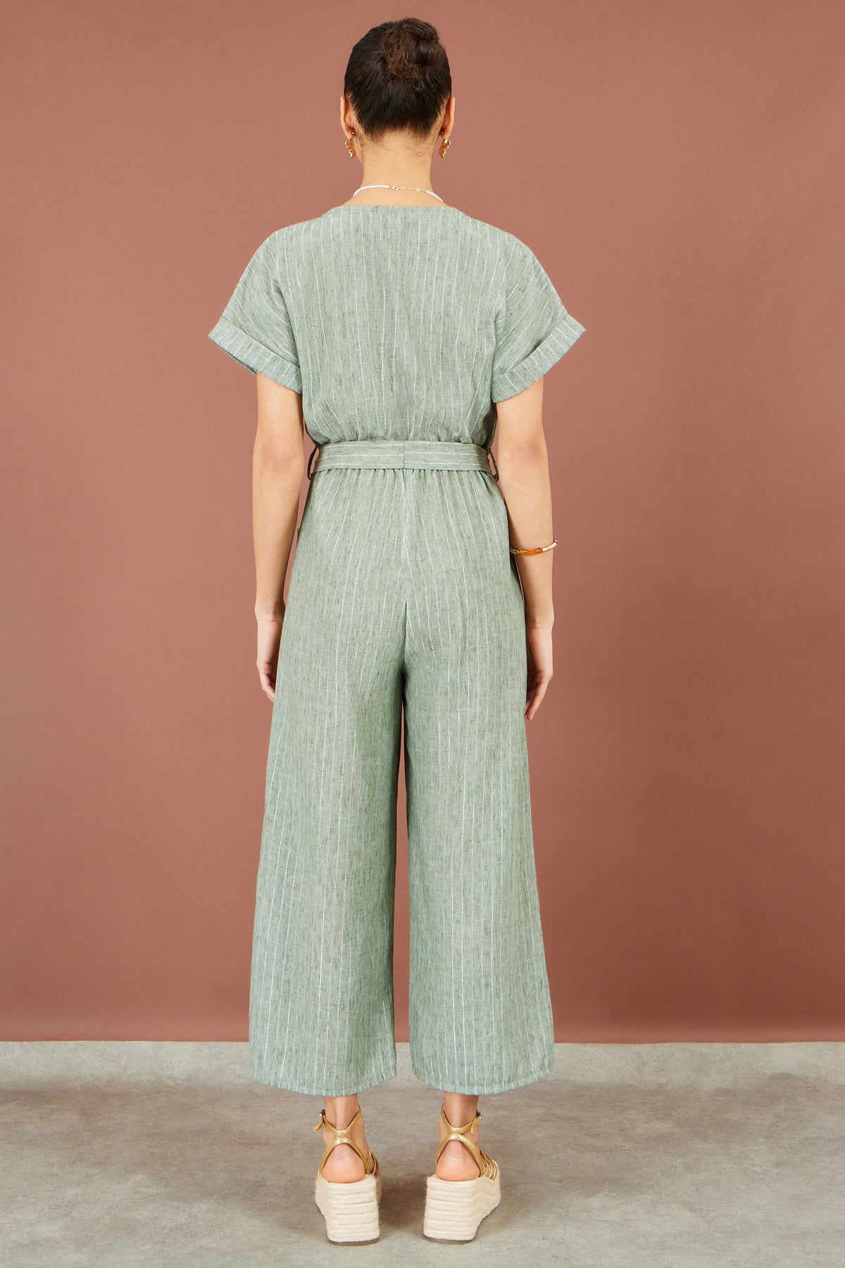 Yumi Green V Neck Kimono Sleeve Jumpsuit JUMPSUIT Yumi