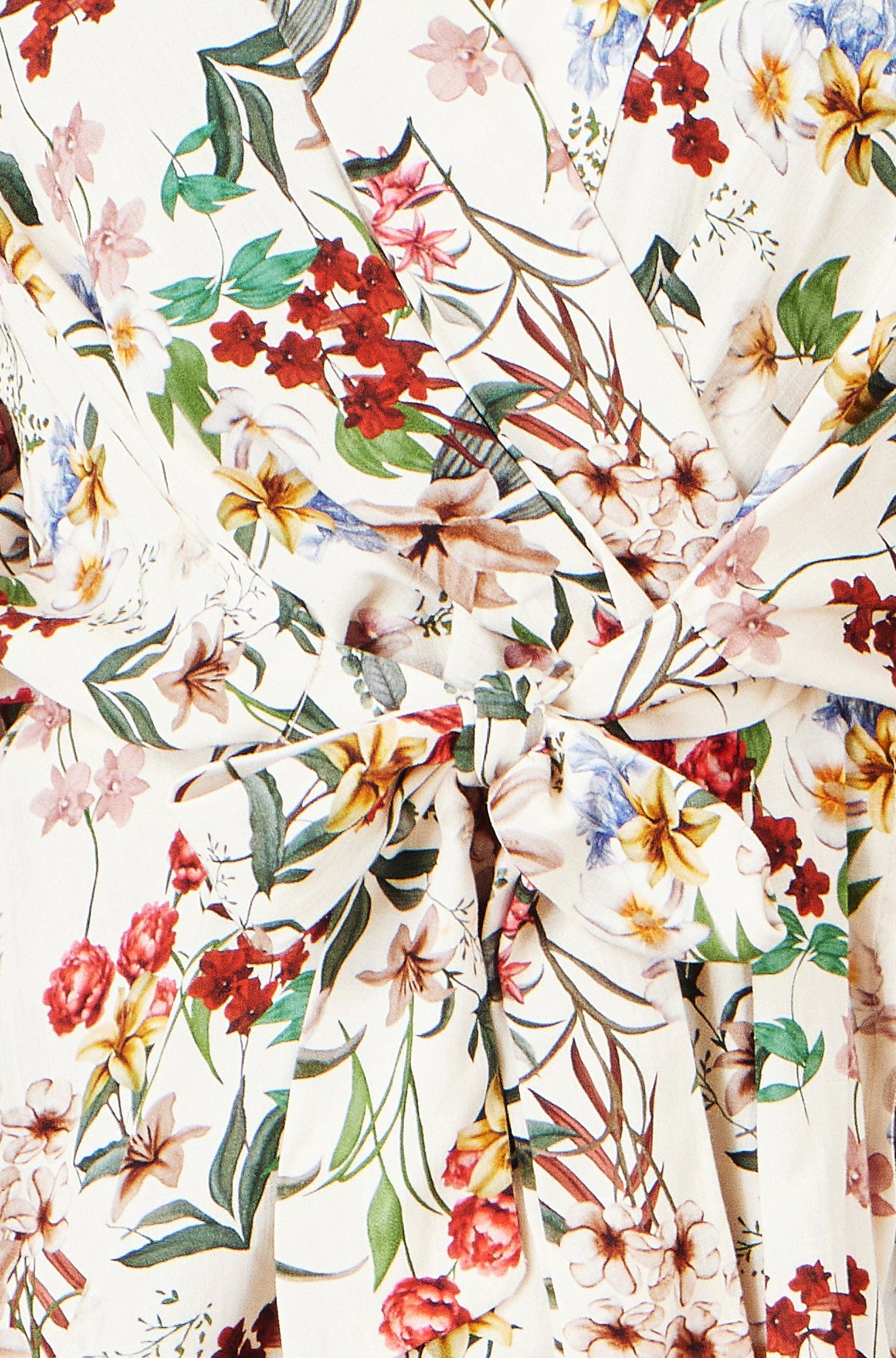 Yumi Ivory Viscose Botanical Print Wrap Top Tops Yumi