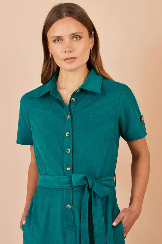Yumi Teal Cord Relaxed Jumpsuit JUMPSUIT Yumi