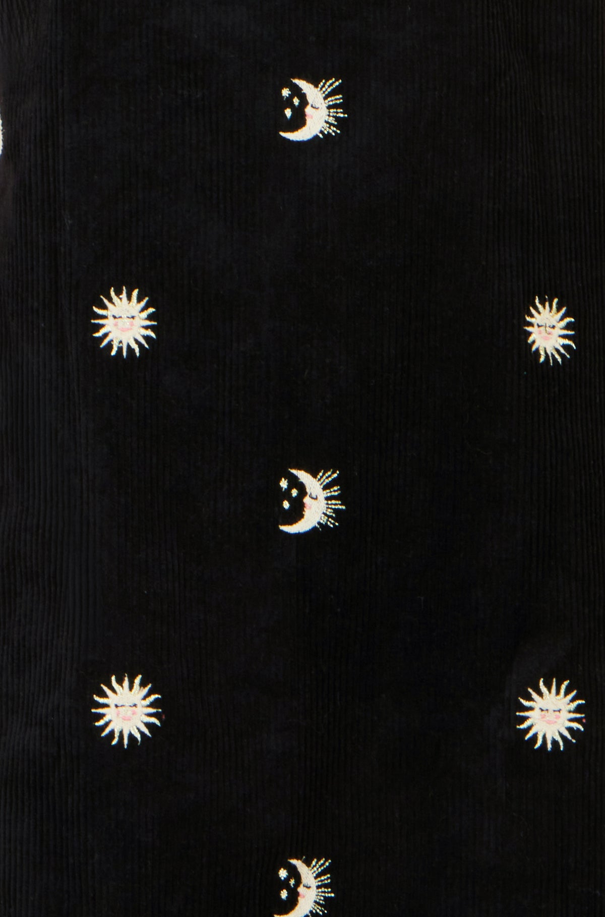 Yumi Black Cotton Cosmic Cord Pinafore Dress Dress Casual Yumi