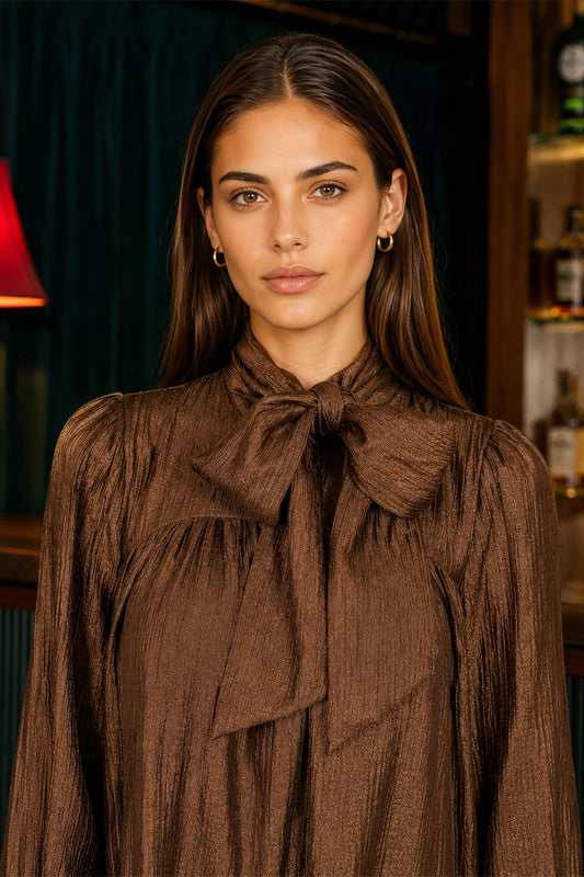 Yumi Brown Scarf Tunic Dress Dress Party Yumi