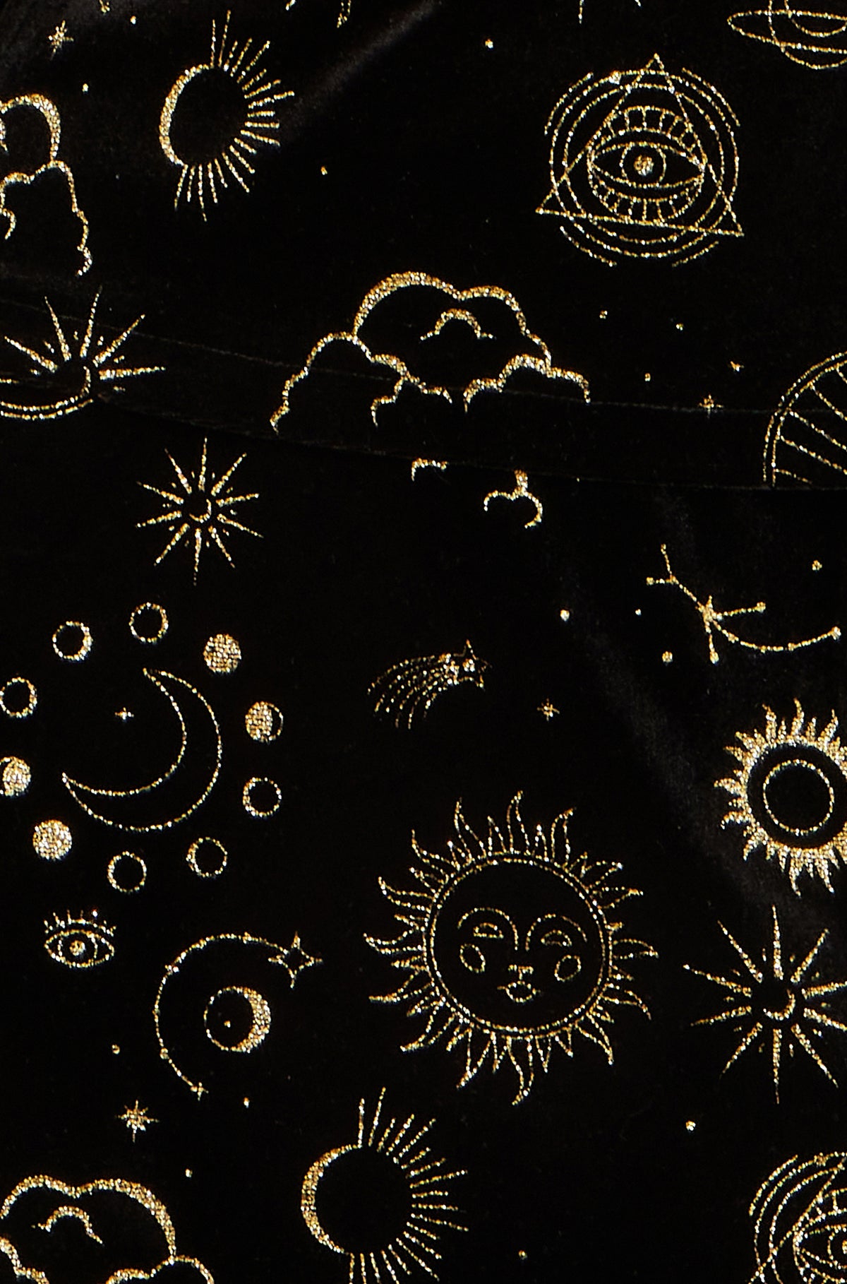 Yumi Black Velvet Cosmic Print Top Tops Yumi