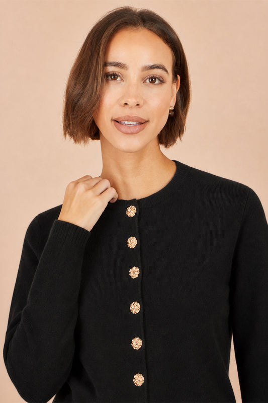 Yumi Black Knitted Fitted Peplum Cardigan Knit Cardigan Yumi