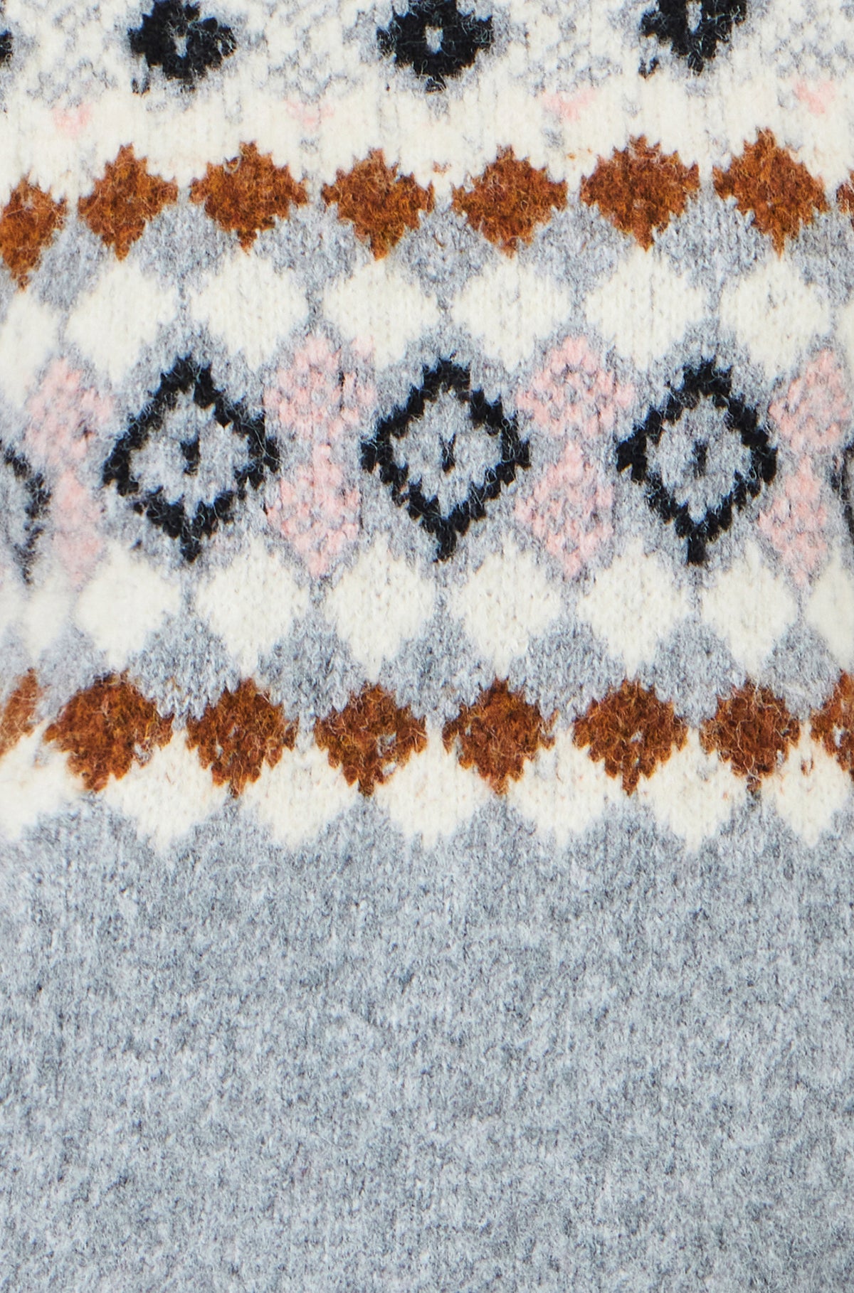 Yumi Grey Fairisle Wool Blend Relaxed Jumper Knit Jumper Yumi
