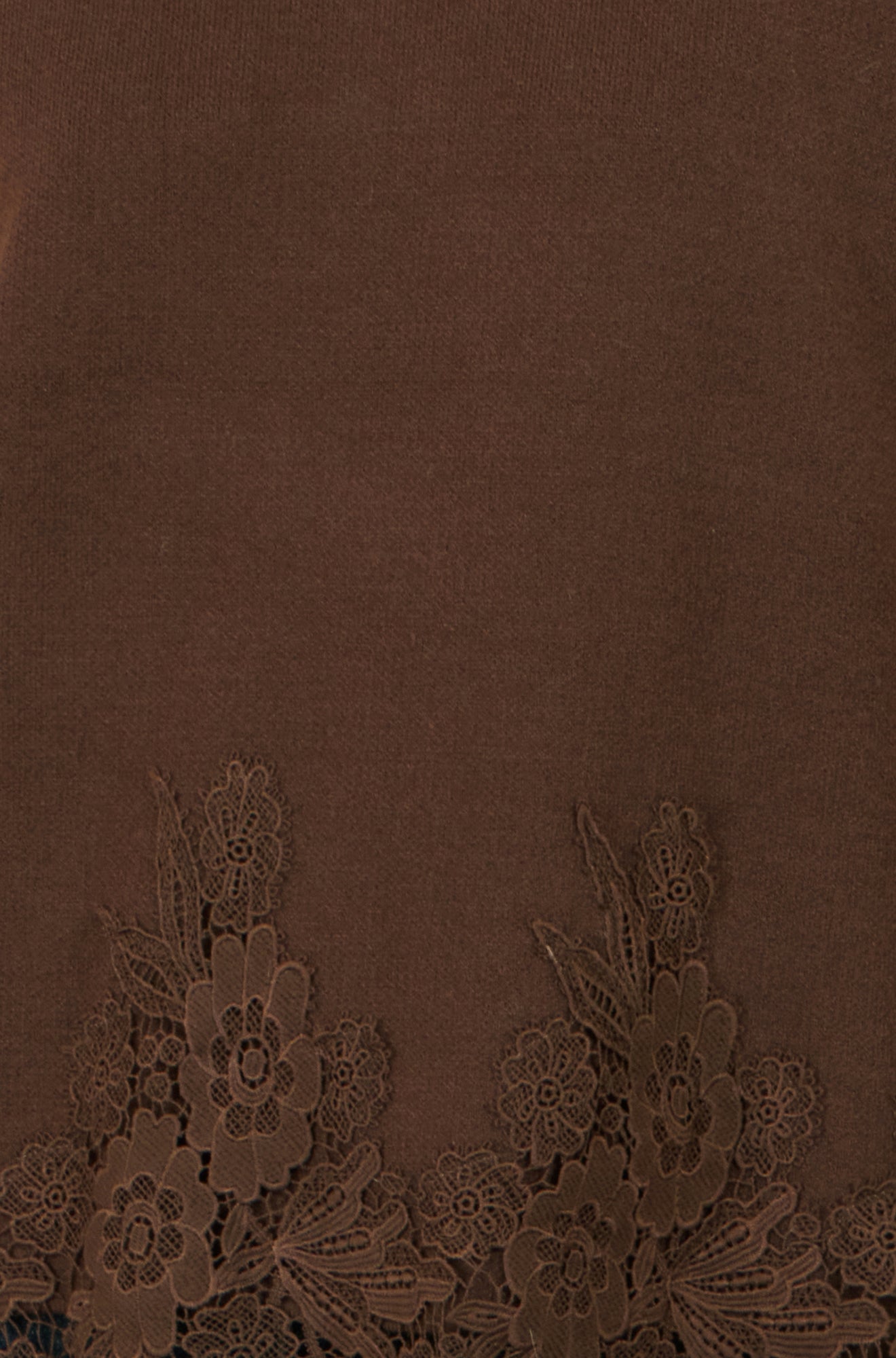 Yumi Brown Viscose Relaxed Jumper With Lace Trim Knit Jumper Yumi