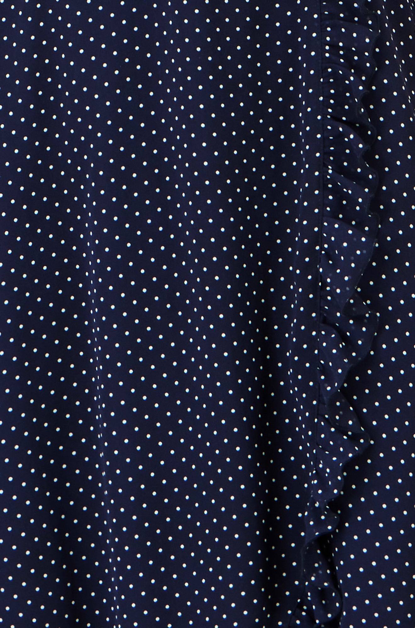 Yumi Navy Polka Dot Midi Wrap Frill Dress Dress Casual Yumi