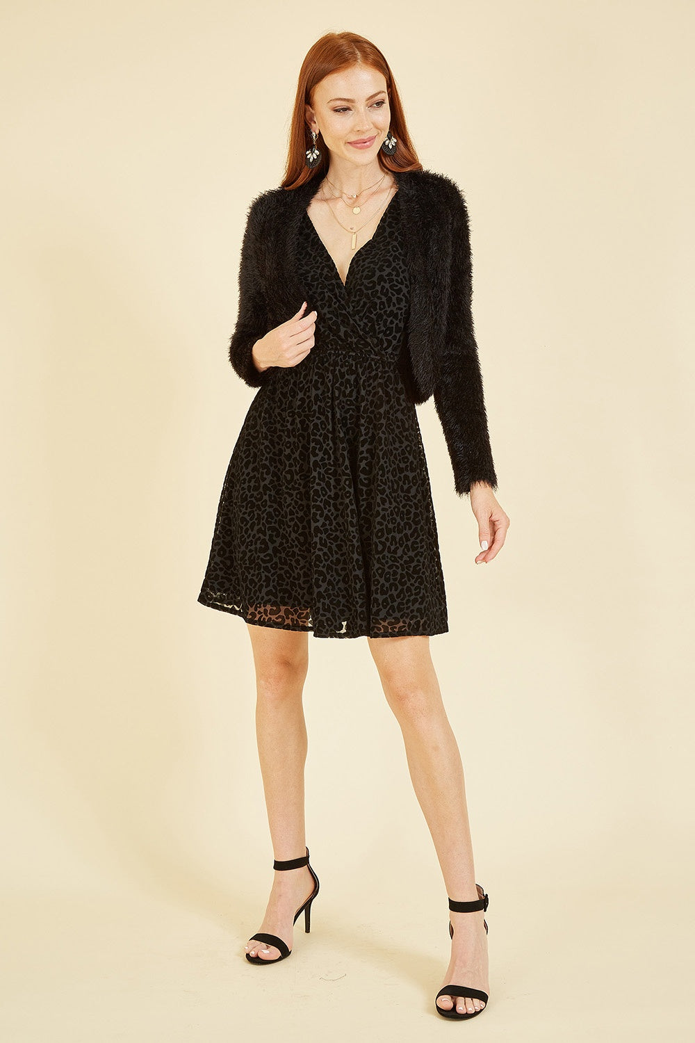 Yumi Black Eyelash Knit Bolero Yumi