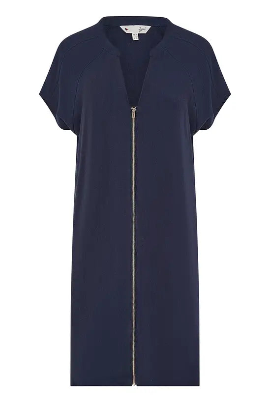 Yumi Navy Viscose Zip Tunic Dress DRES Day Yumi
