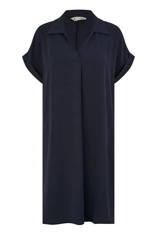 Yumi Navy Relaxed Fit Collared Tunic Dress DRES Day Yumi