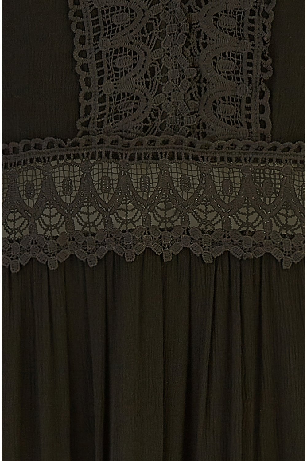 Yumi Black Lace Trim Cotton Midi Sun Dress Yumi