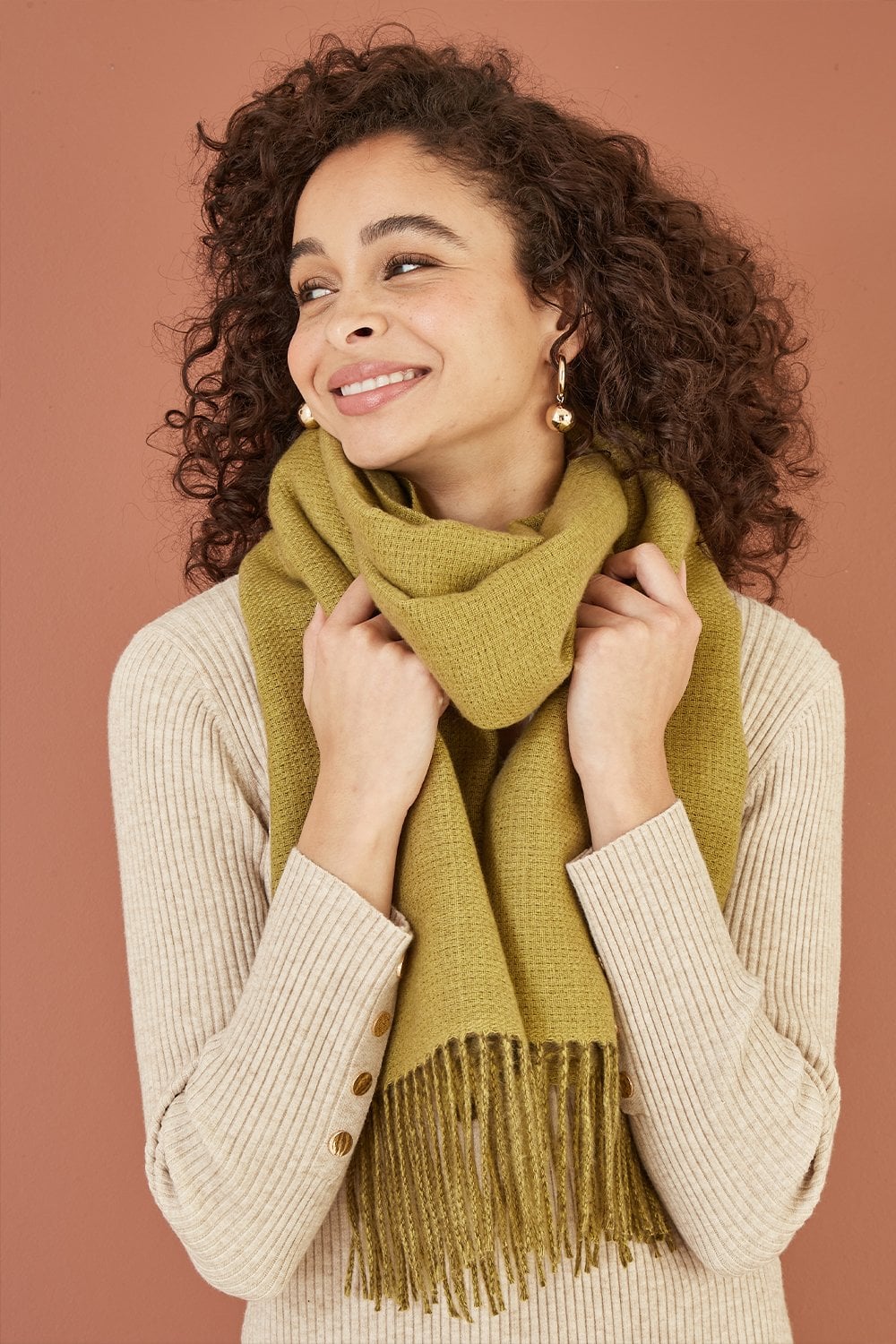 Yumi Green Two Tone Scarf Yumi