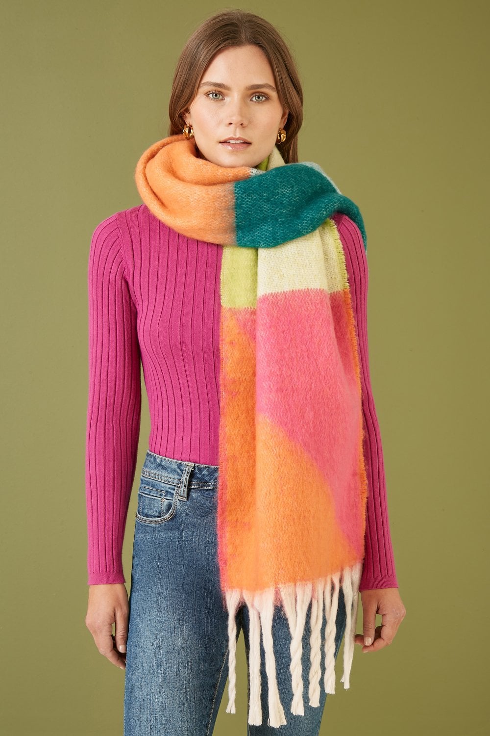 Yumi Multicolour Oversize Fluffy Scarf Yumi