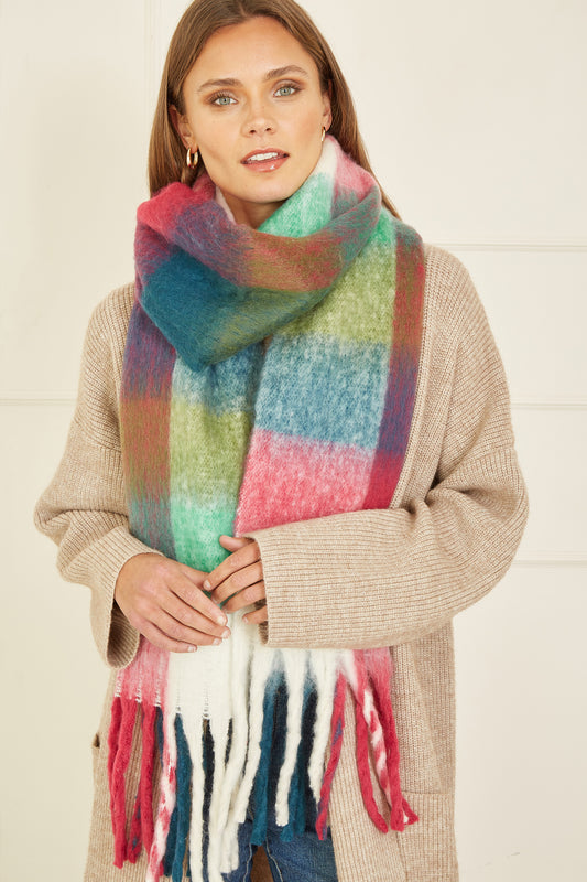Yumi Rainbow Check Soft Scarf Yumi