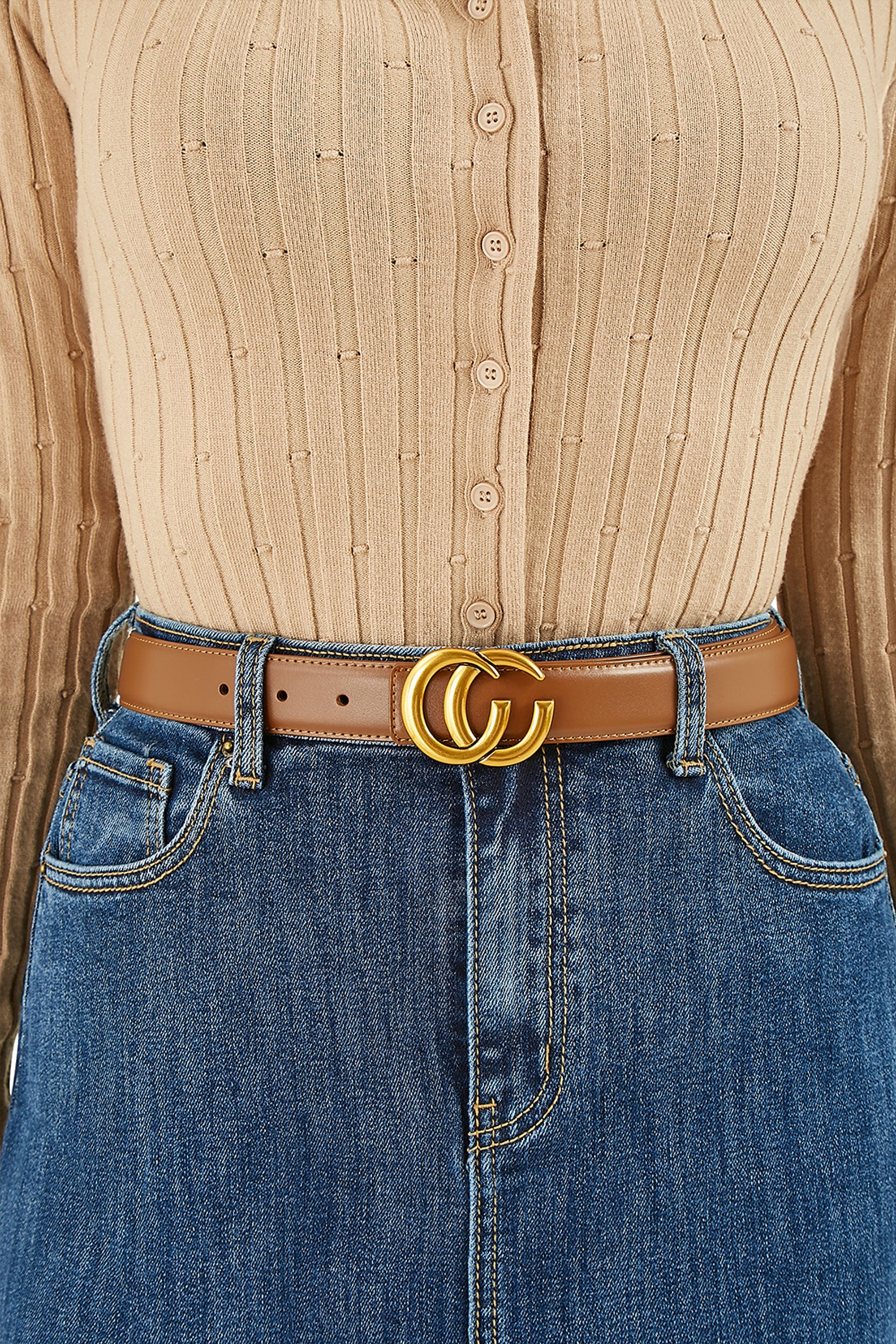 Gold Buckle Circle Belt