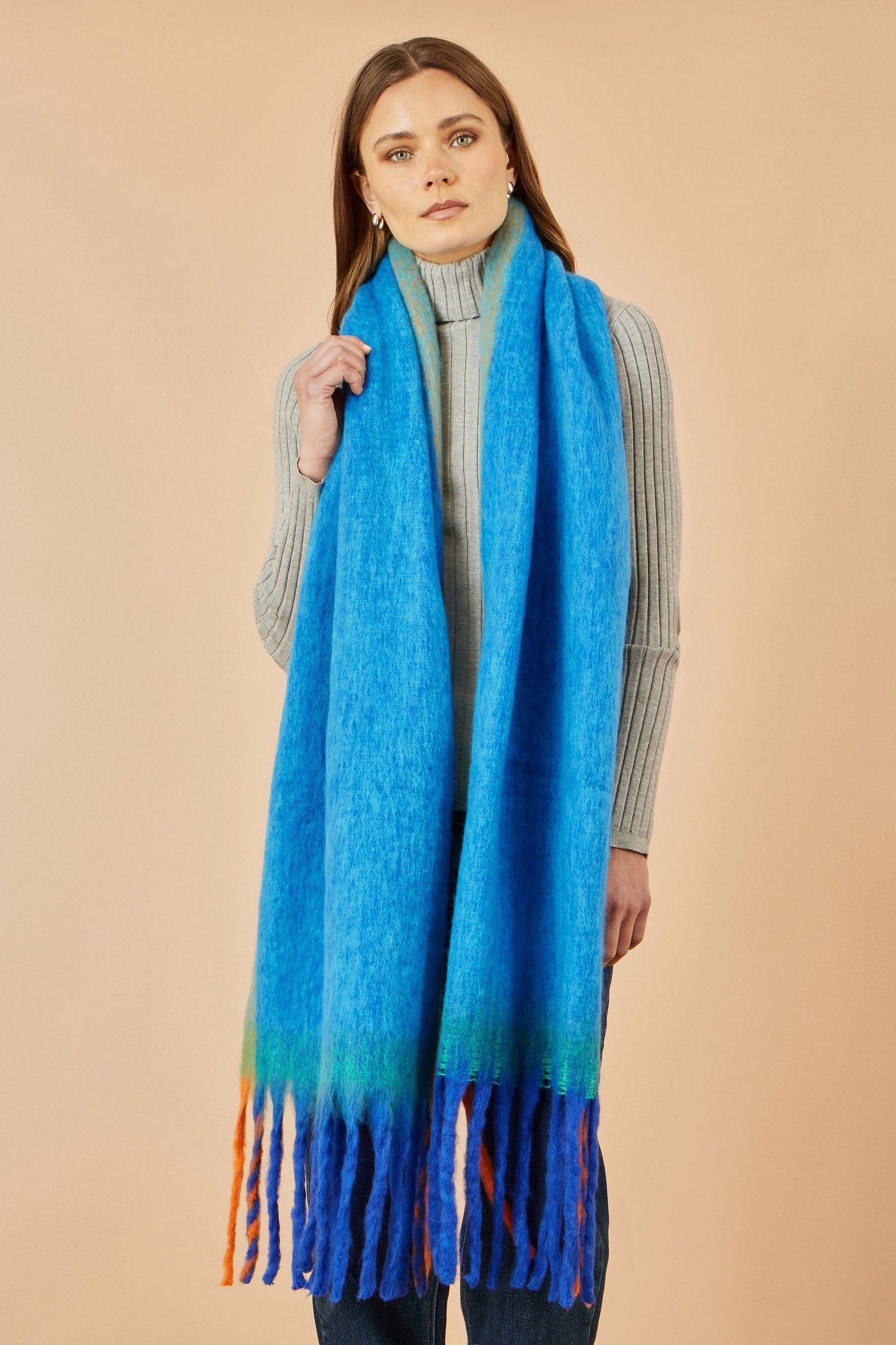 Yumi Blue Colour Block Scarf ACC SCARF Yumi