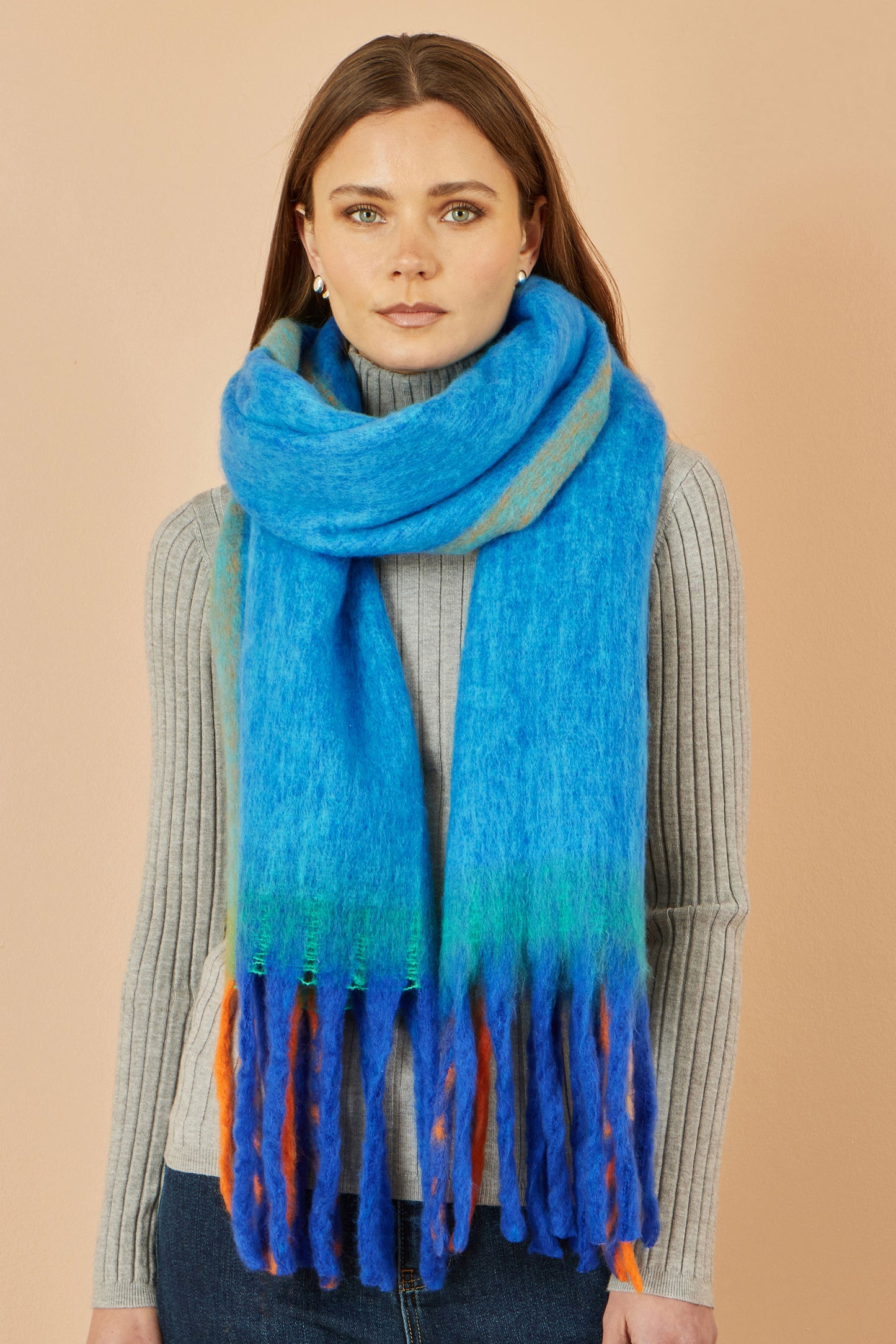 Yumi Blue Colour Block Scarf ACC SCARF Yumi