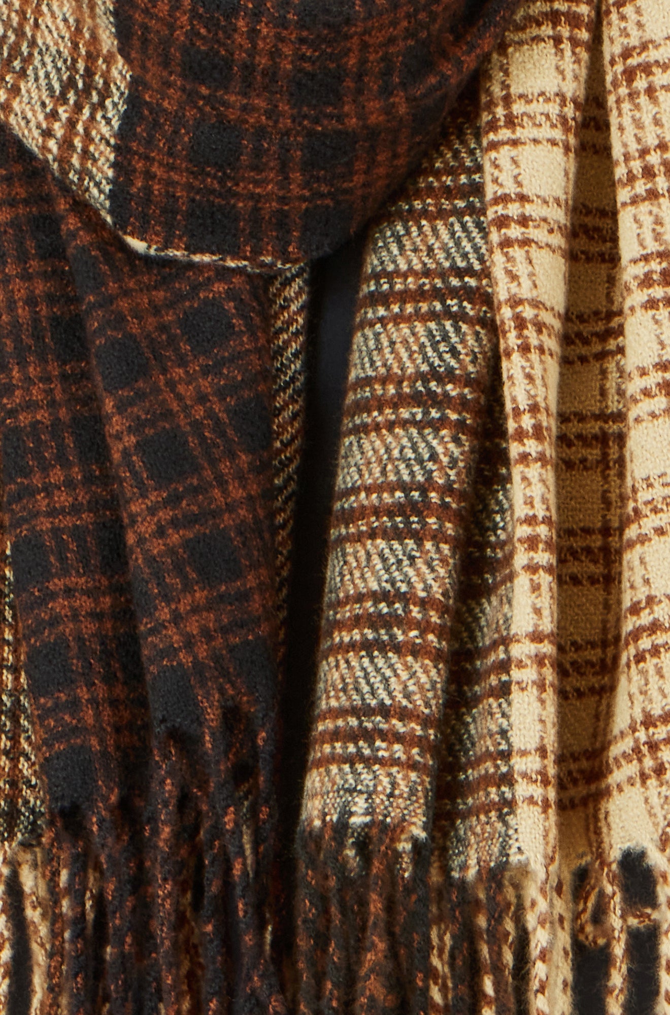 Yumi Brown Mixed Check Scarf ACC SCARF Yumi