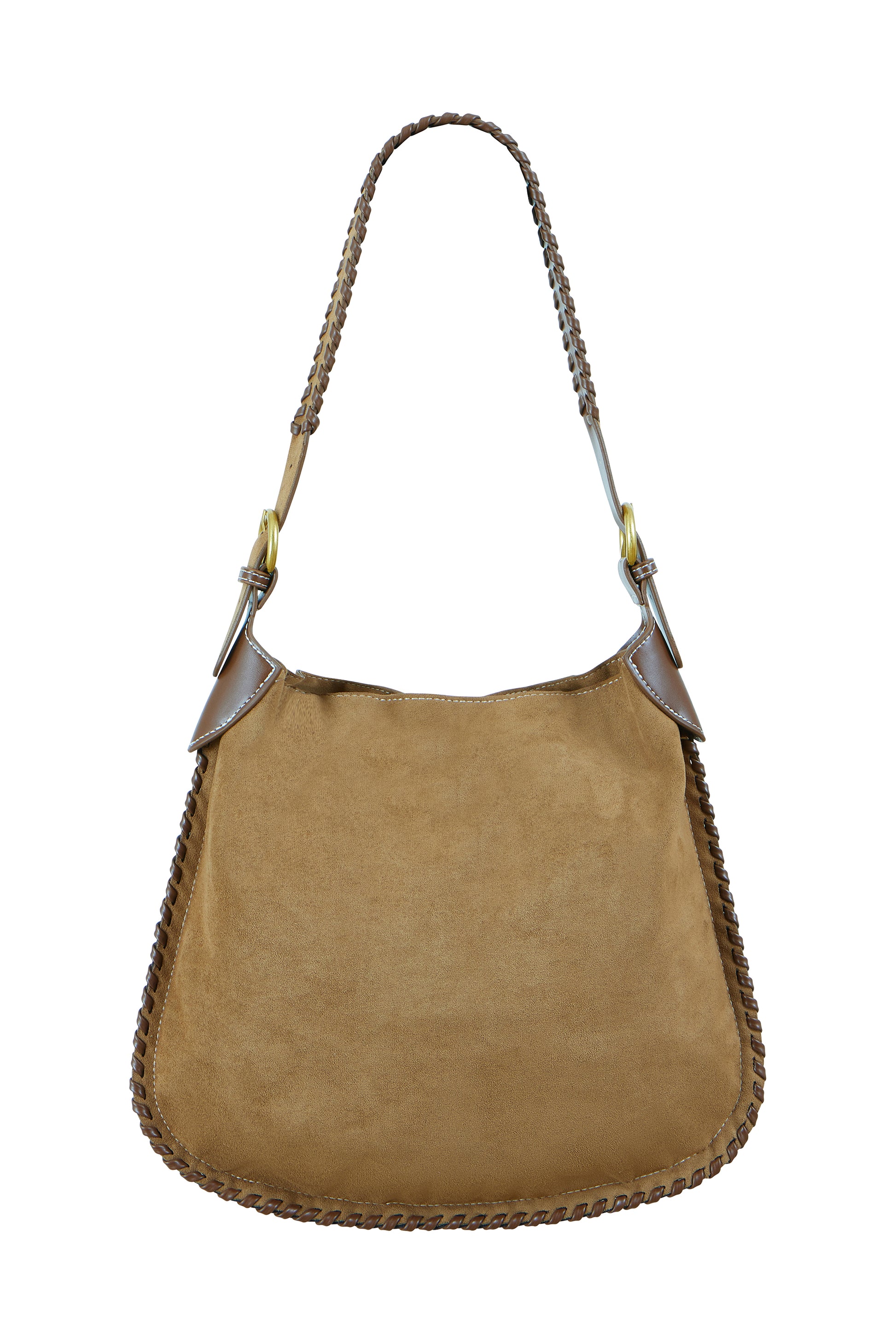 Yumi Tan Faux Suede Stitching Detail Bag ACC BAGS Yumi