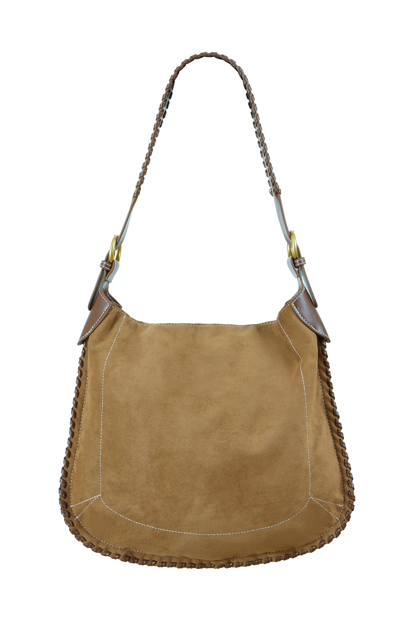 Yumi Tan Faux Suede Stitching Detail Bag ACC BAGS Yumi