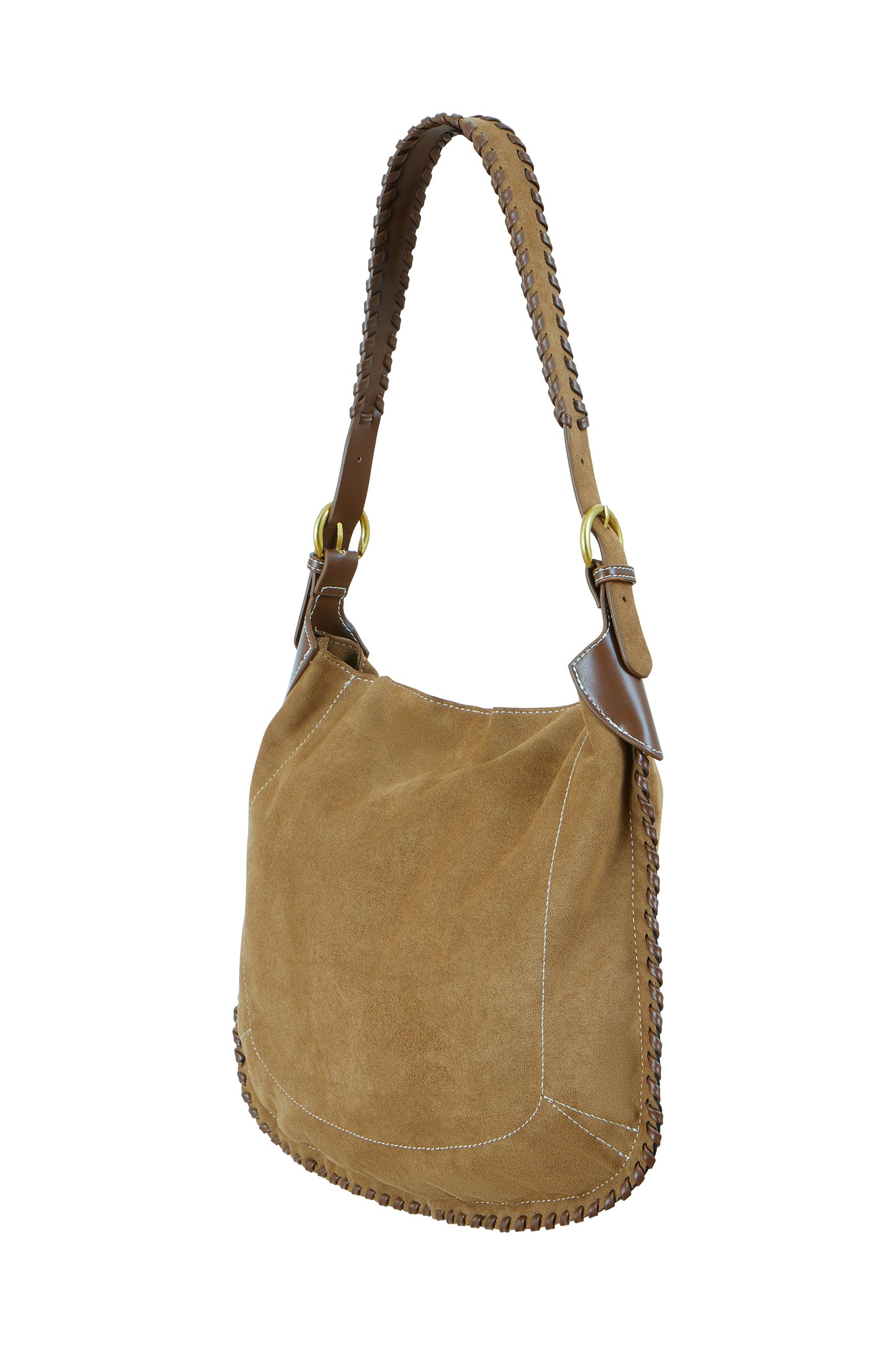 Yumi Tan Faux Suede Stitching Detail Bag ACC BAGS Yumi