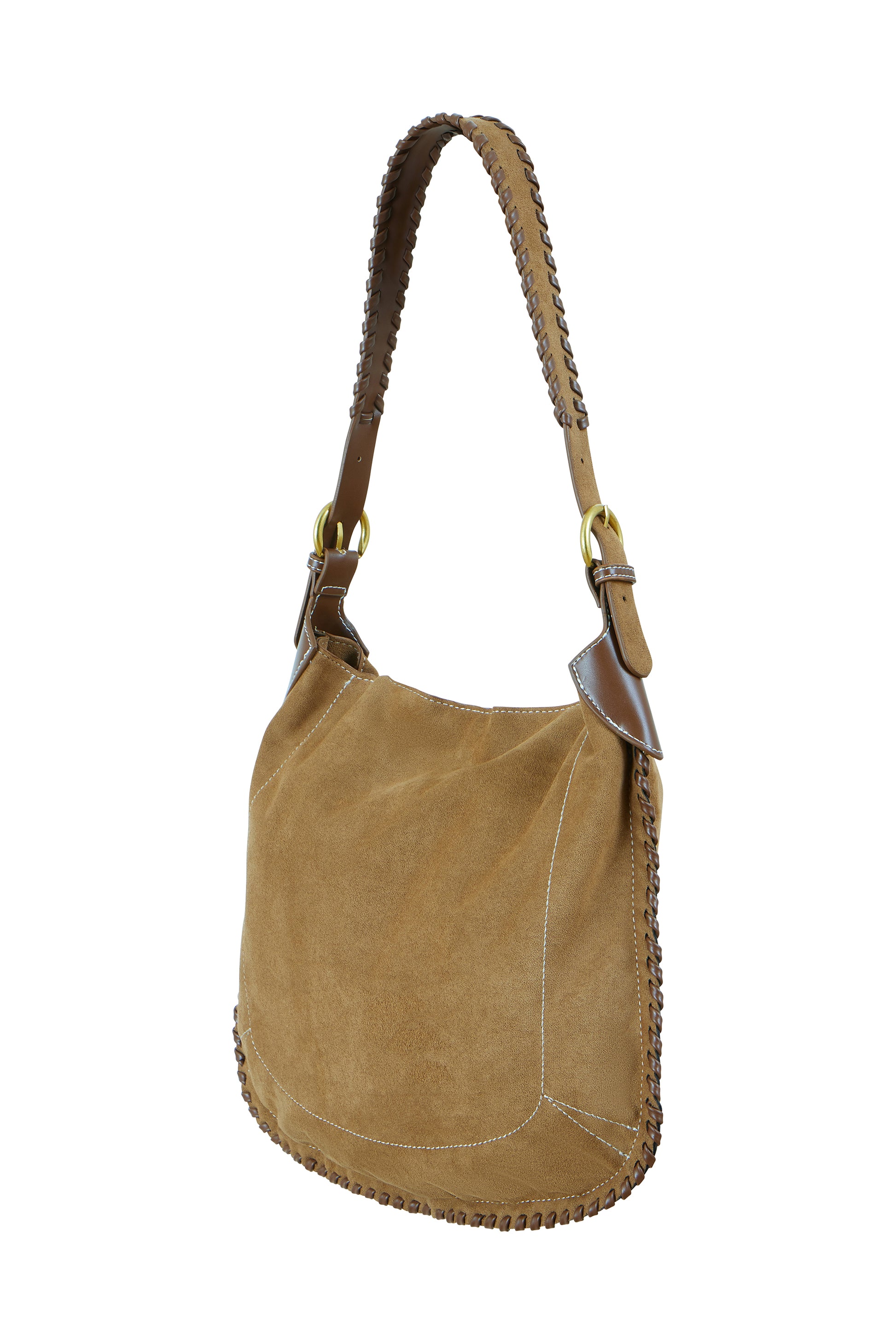 Yumi Tan Faux Suede Stitching Detail Bag ACC BAGS Yumi