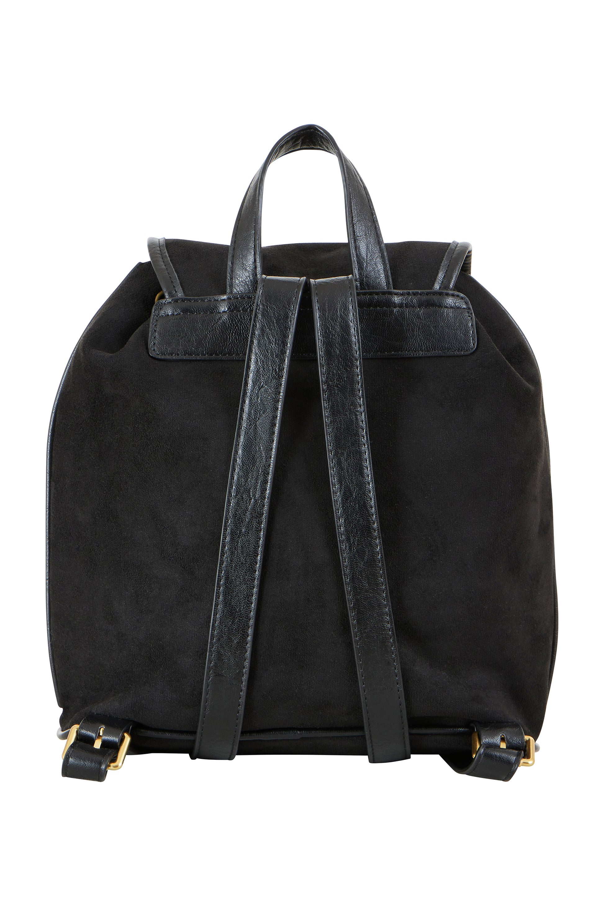 Yumi Black Faux Suede Pocket Rucksack ACC BAGS Yumi