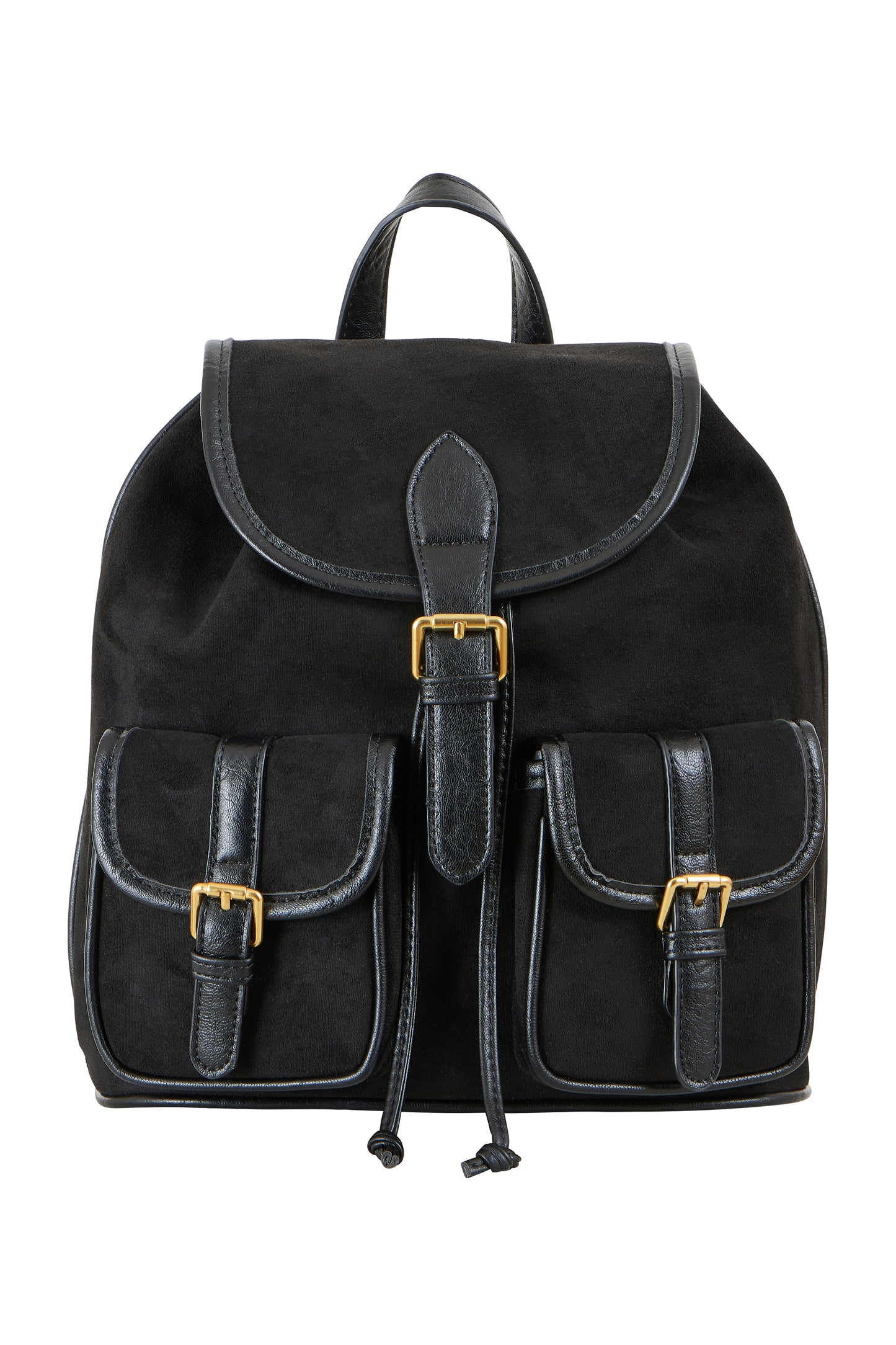 Yumi Black Faux Suede Pocket Rucksack ACC BAGS Yumi