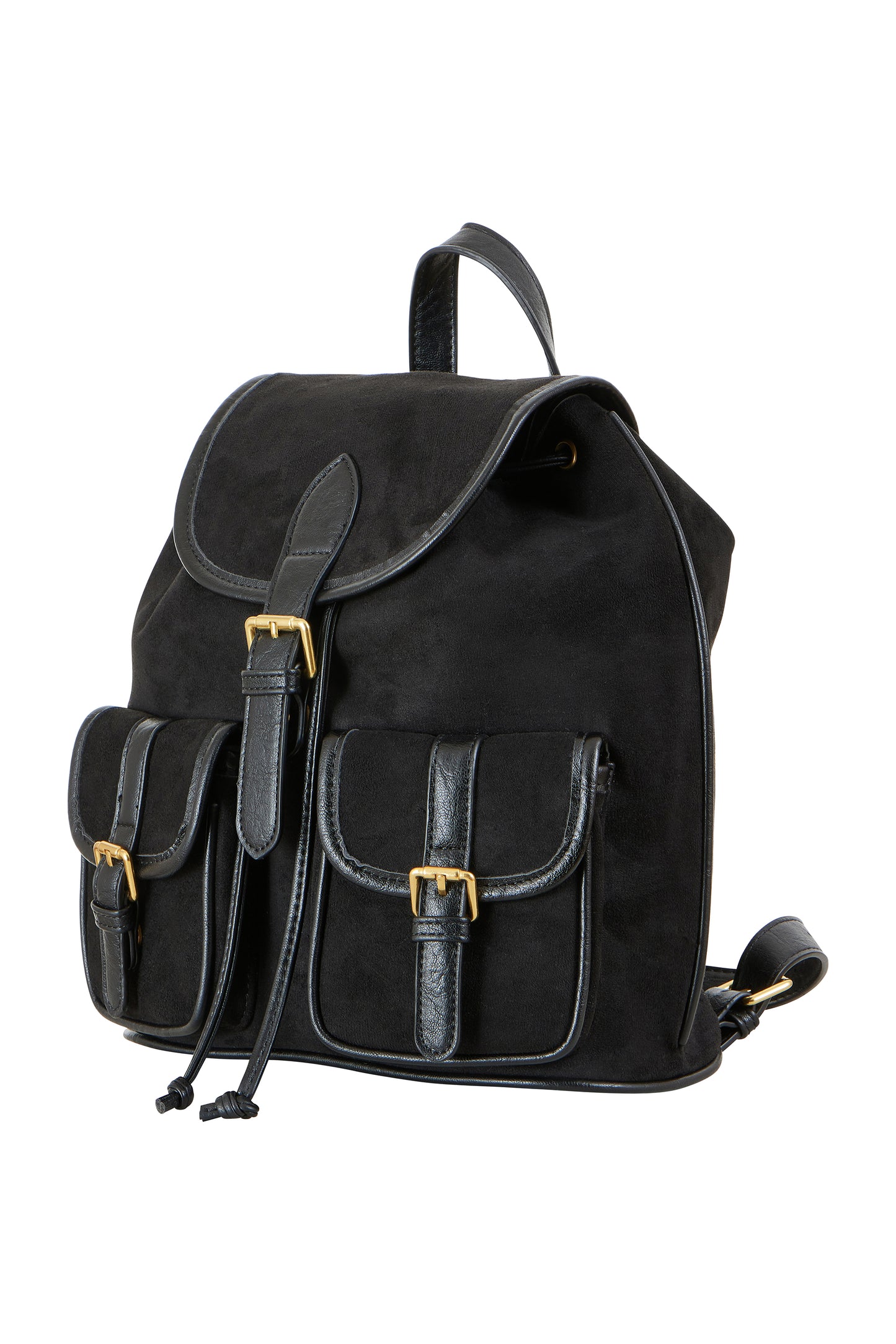 Yumi Black Faux Suede Pocket Rucksack ACC BAGS Yumi