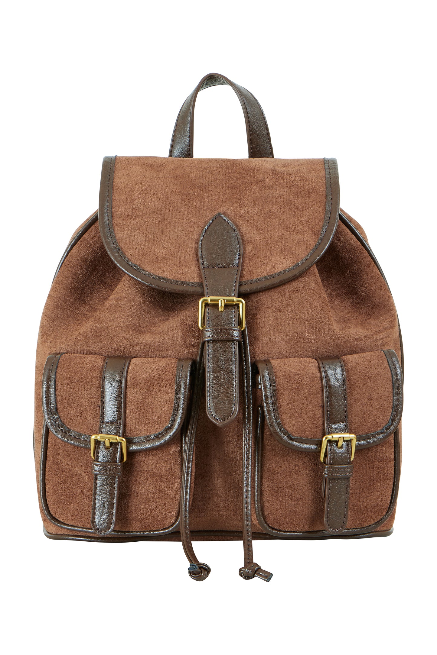 Yumi Tan Faux Suede Pocket Rucksack ACC BAGS Yumi