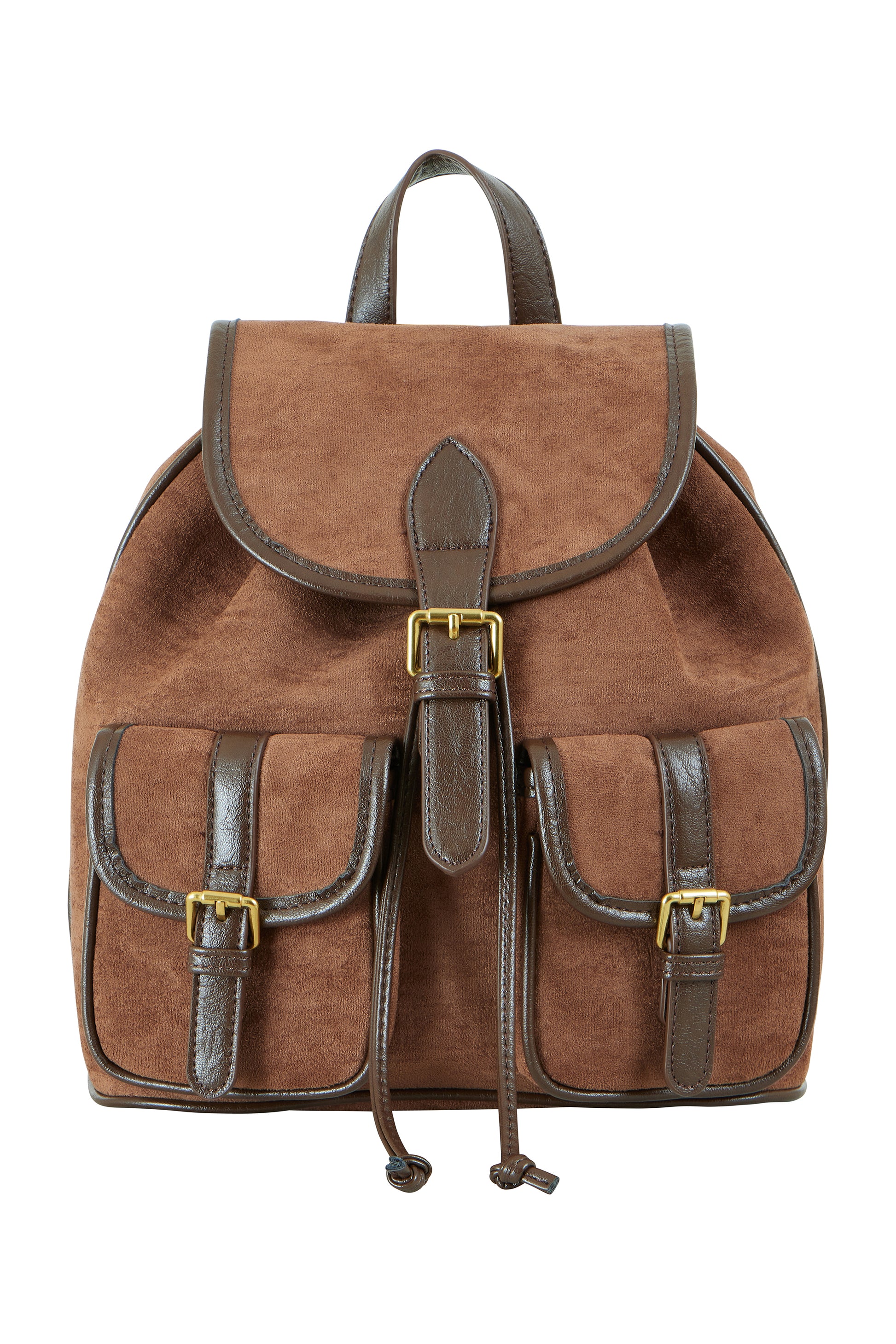 Yumi Tan Faux Suede Pocket Rucksack ACC BAGS Yumi